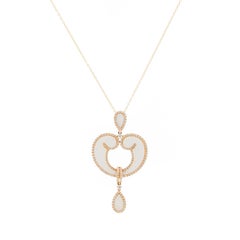 Stunning White Onyx and Diamond Yellow Gold Necklace
