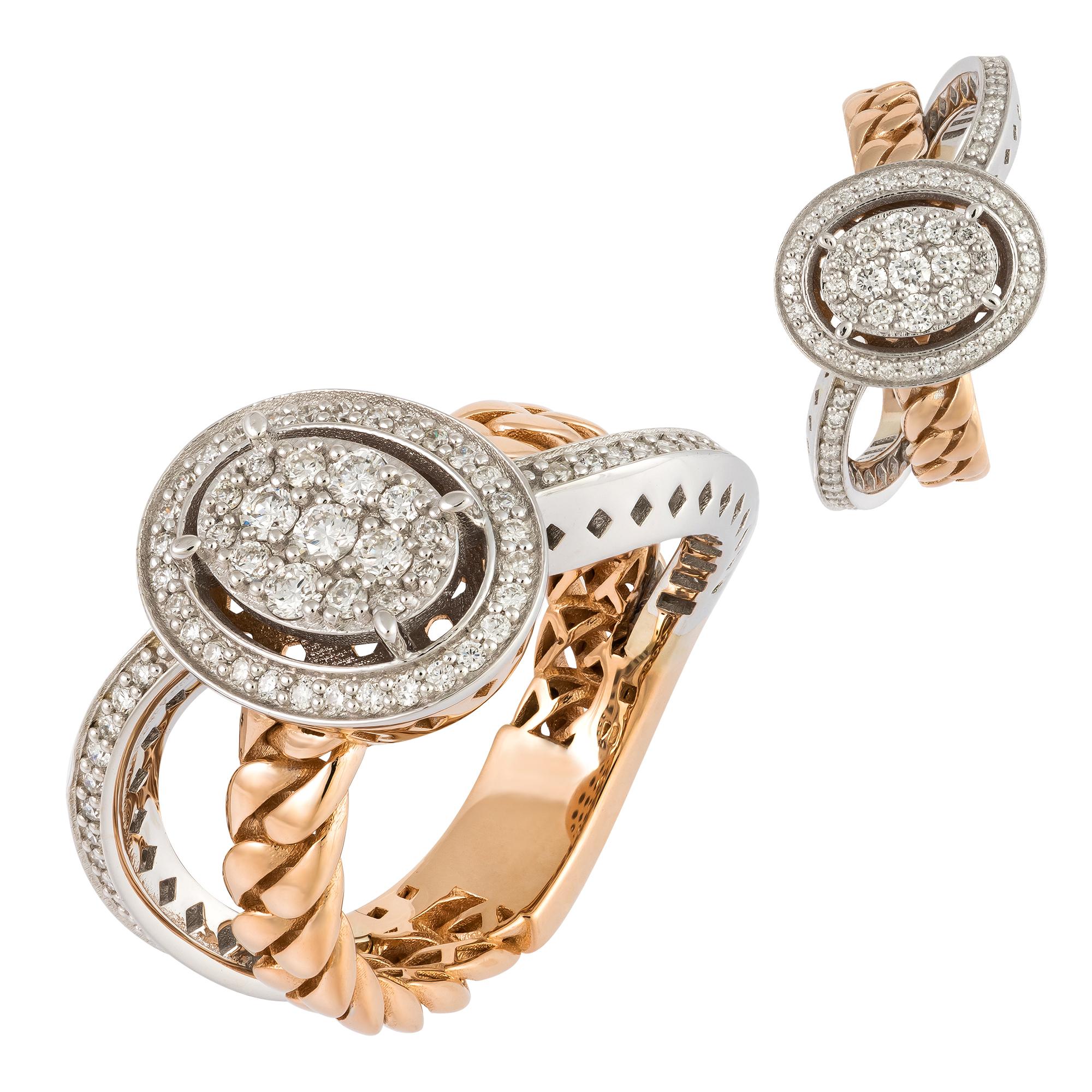 For Sale:  Stunning White Pink 18K Gold White Diamond Ring for Her 2