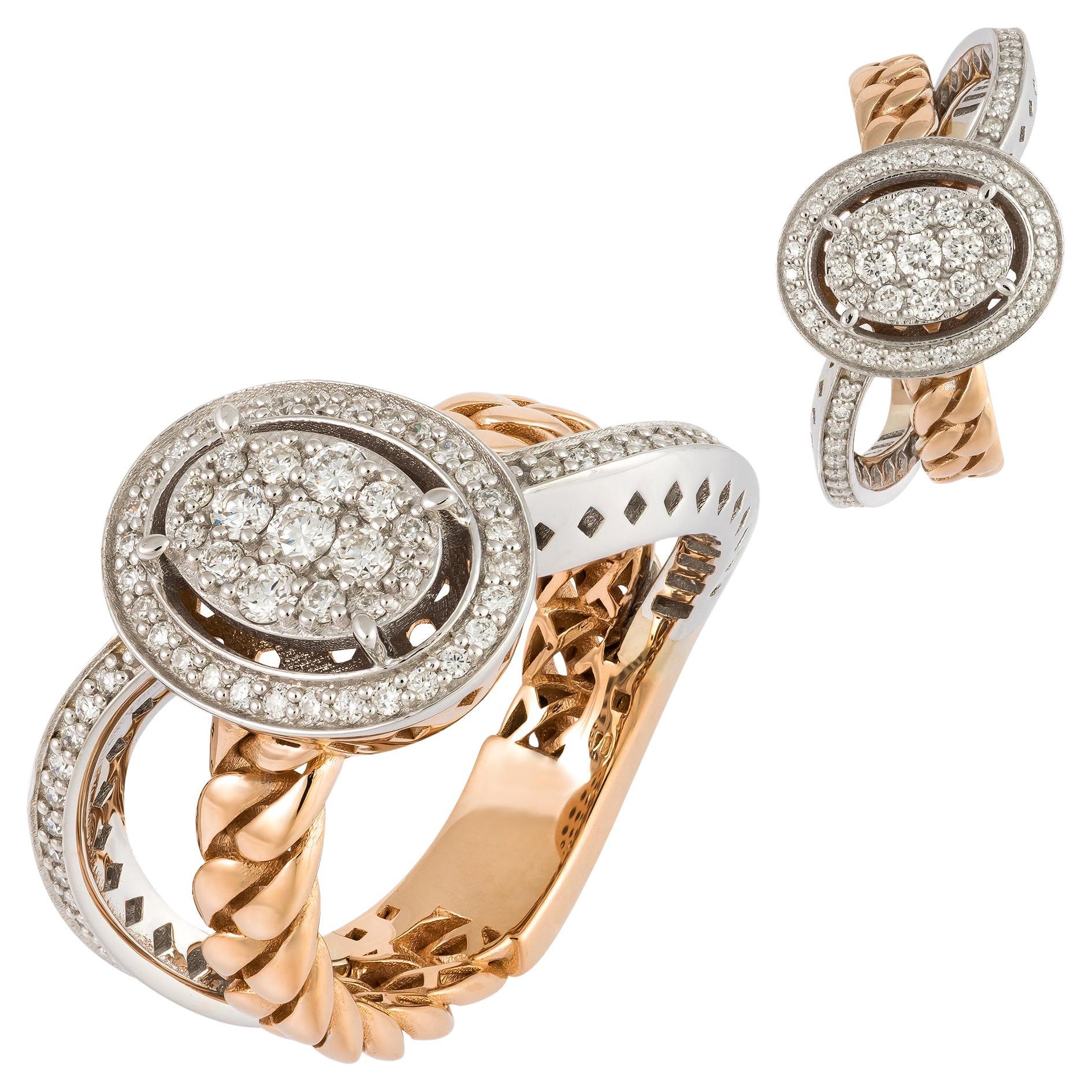 For Sale:  Stunning White Pink 18K Gold White Diamond Ring for Her