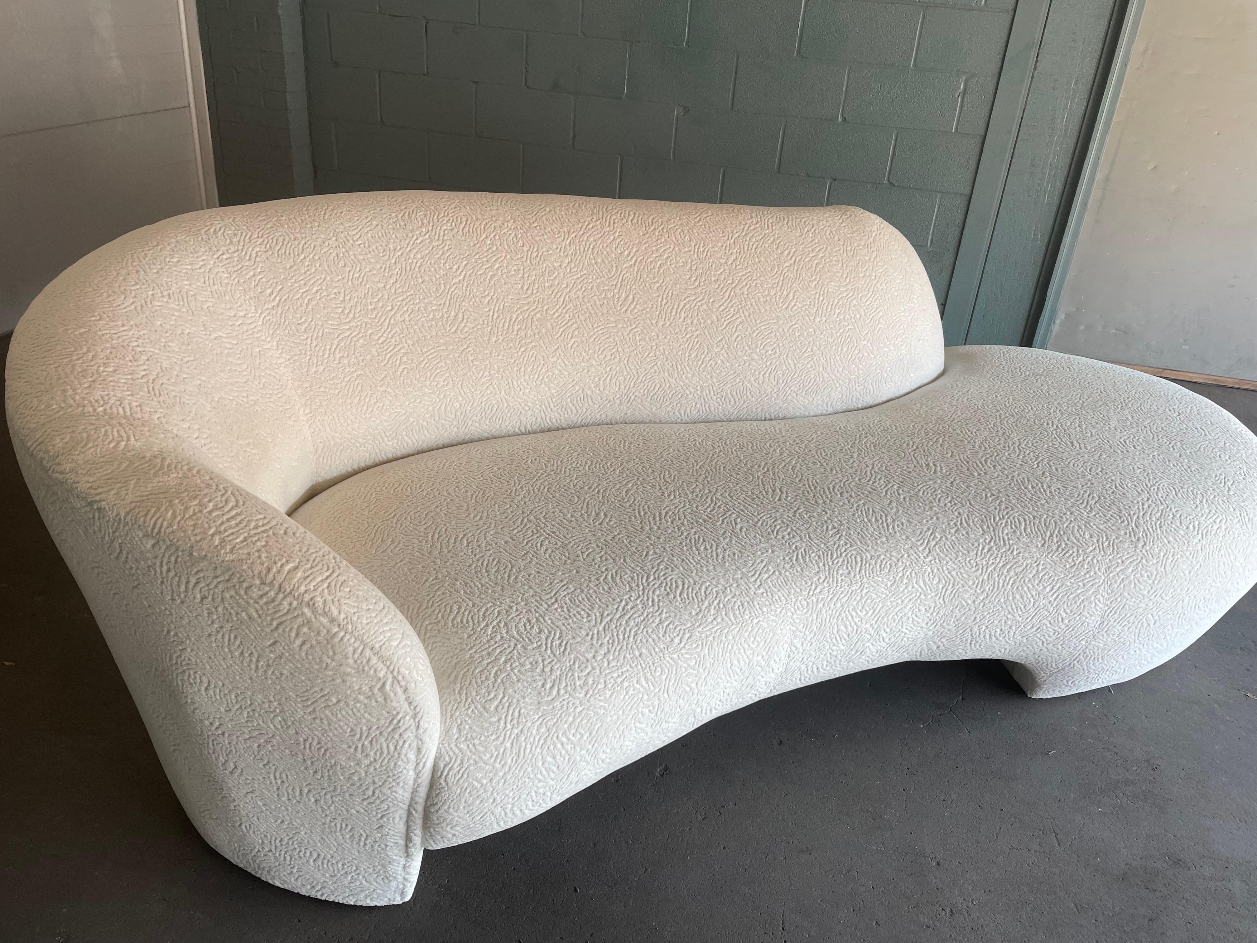 Sexy and classic chaise lounge in beautiful condition. The pure white fabric is soft and feels beautiful to the touch. Sofa has been Professionally Deep Cleaned and proof is available upon request.
And although professionally cleaned, there is