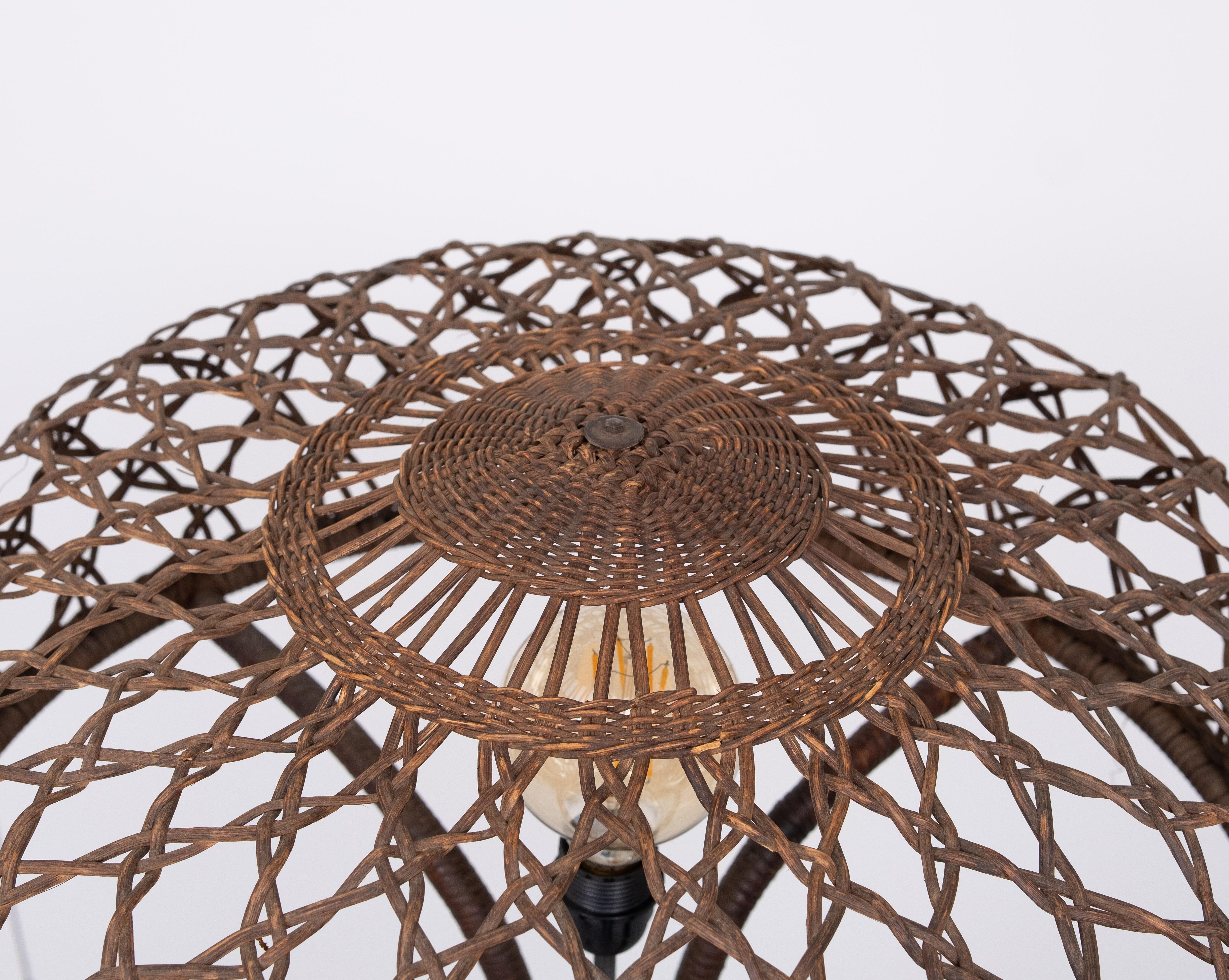 Impresionante Lámpara de pie de mimbre años 20 Fabricación de L.p.h. de Ridder Amsterdam en venta 6