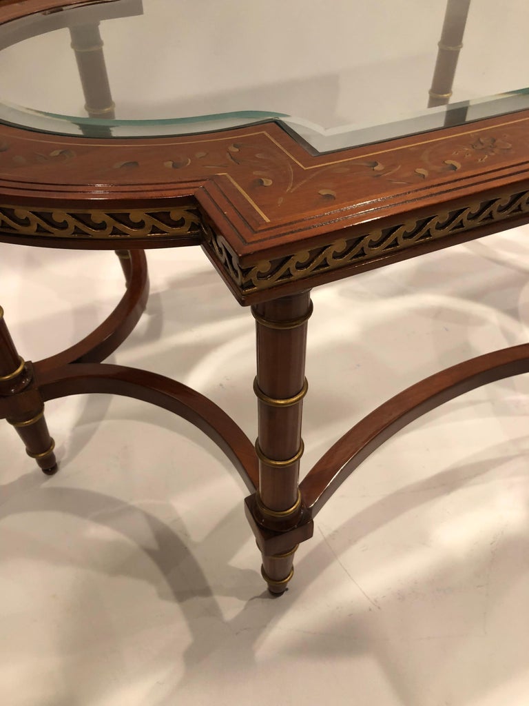 Stunning Adam Style Paint Decorated Wood and Glass Coffee Table For Sale at 1stDibs