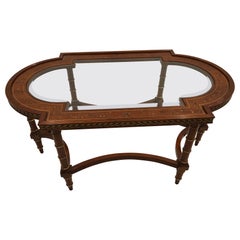 Superbe table basse Widdicomb de style Adam décorée de peinture en bois et en verre