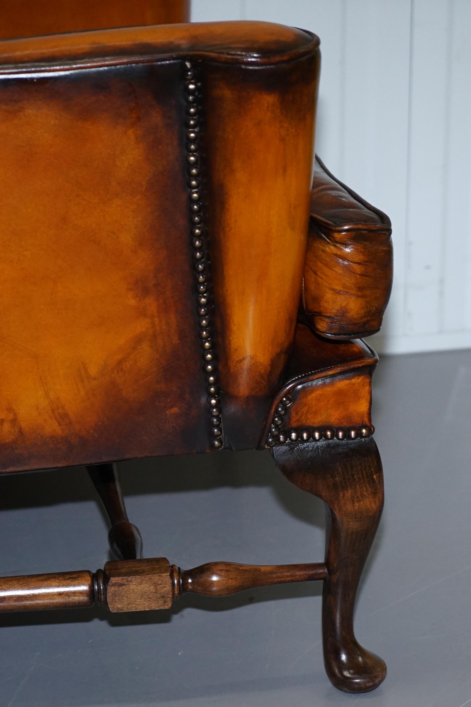 Stunning William Morris Whisky Brown Leather Chesterfield Wingback Armchair 5