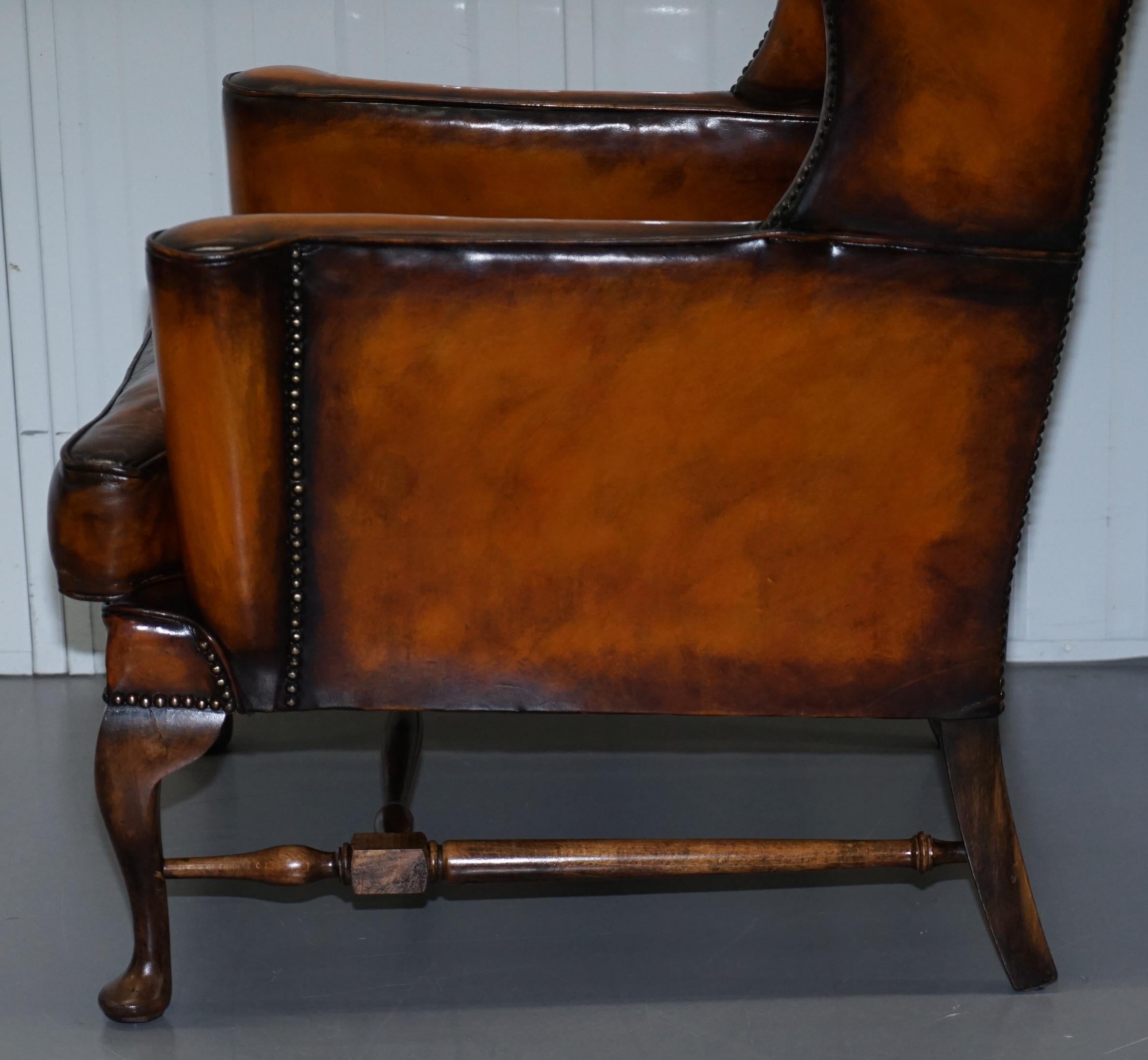 Stunning William Morris Whisky Brown Leather Chesterfield Wingback Armchair 8