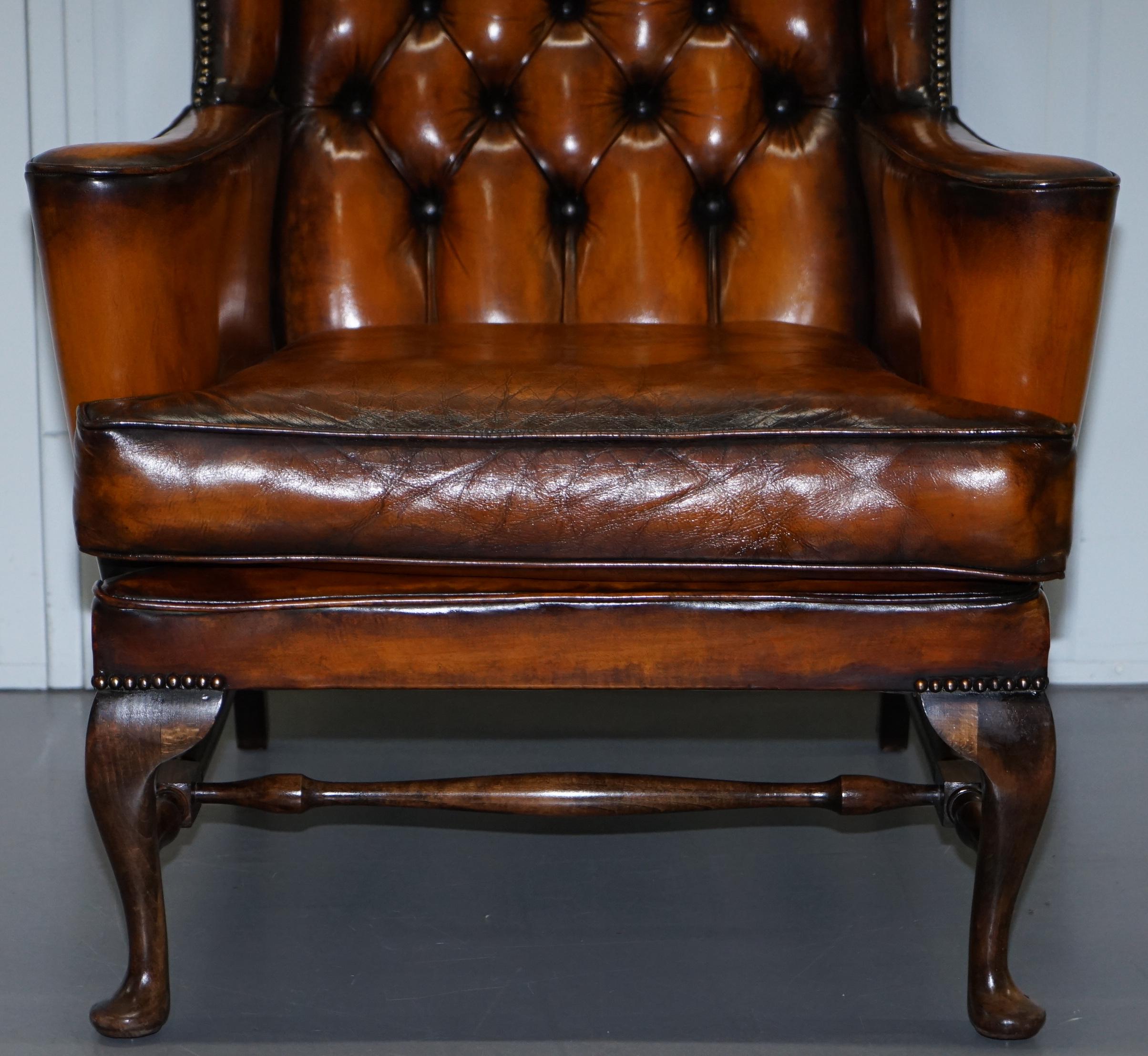 19th Century Stunning William Morris Whisky Brown Leather Chesterfield Wingback Armchair