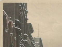 Stunning Winter Scene on Broadway, New York - Hand-Colored Aquatint from 1857