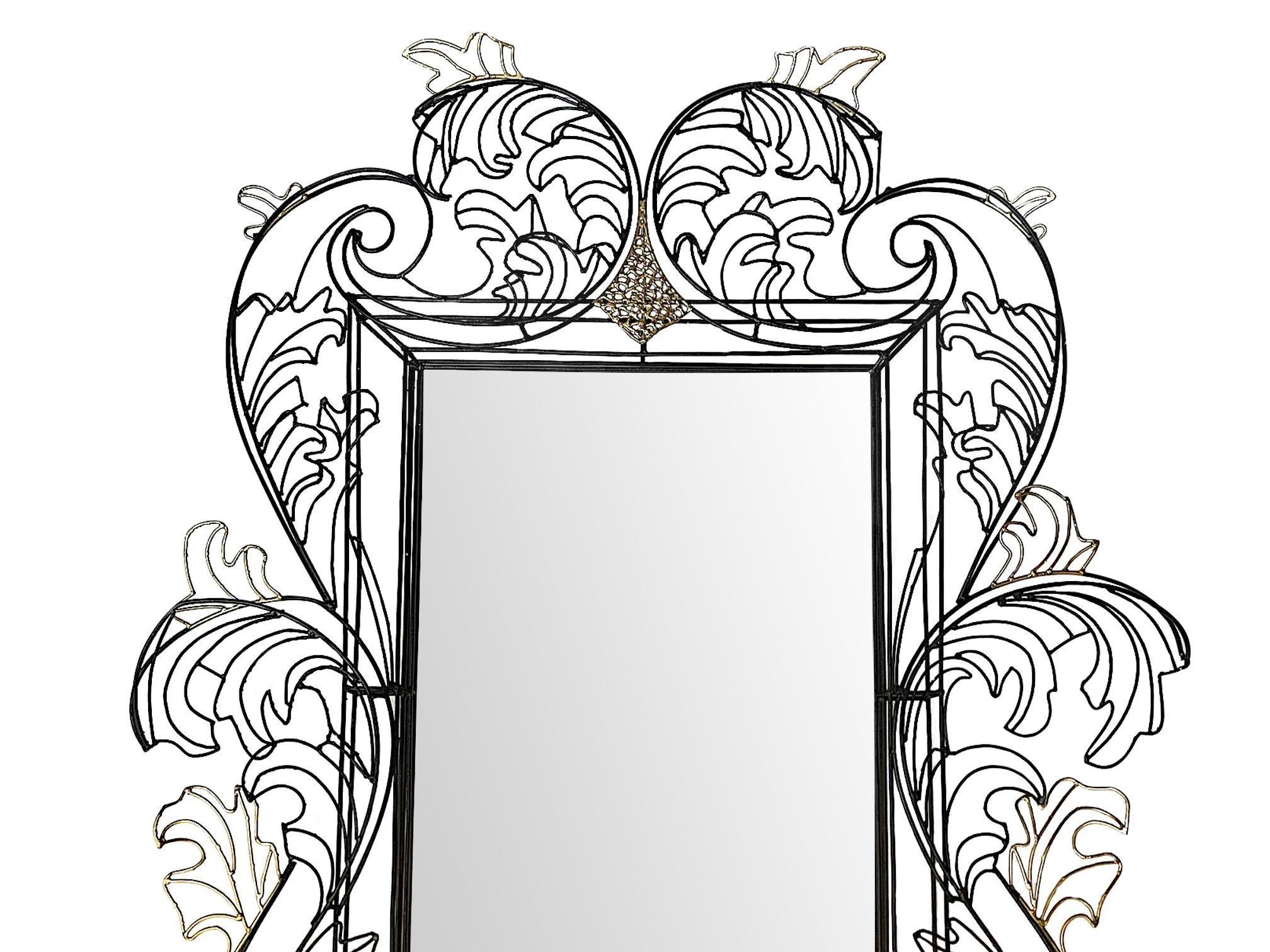 Contemporary Stunning Wire Framed Mirror by Anacleto Spazzapan Finished in Black and Gold