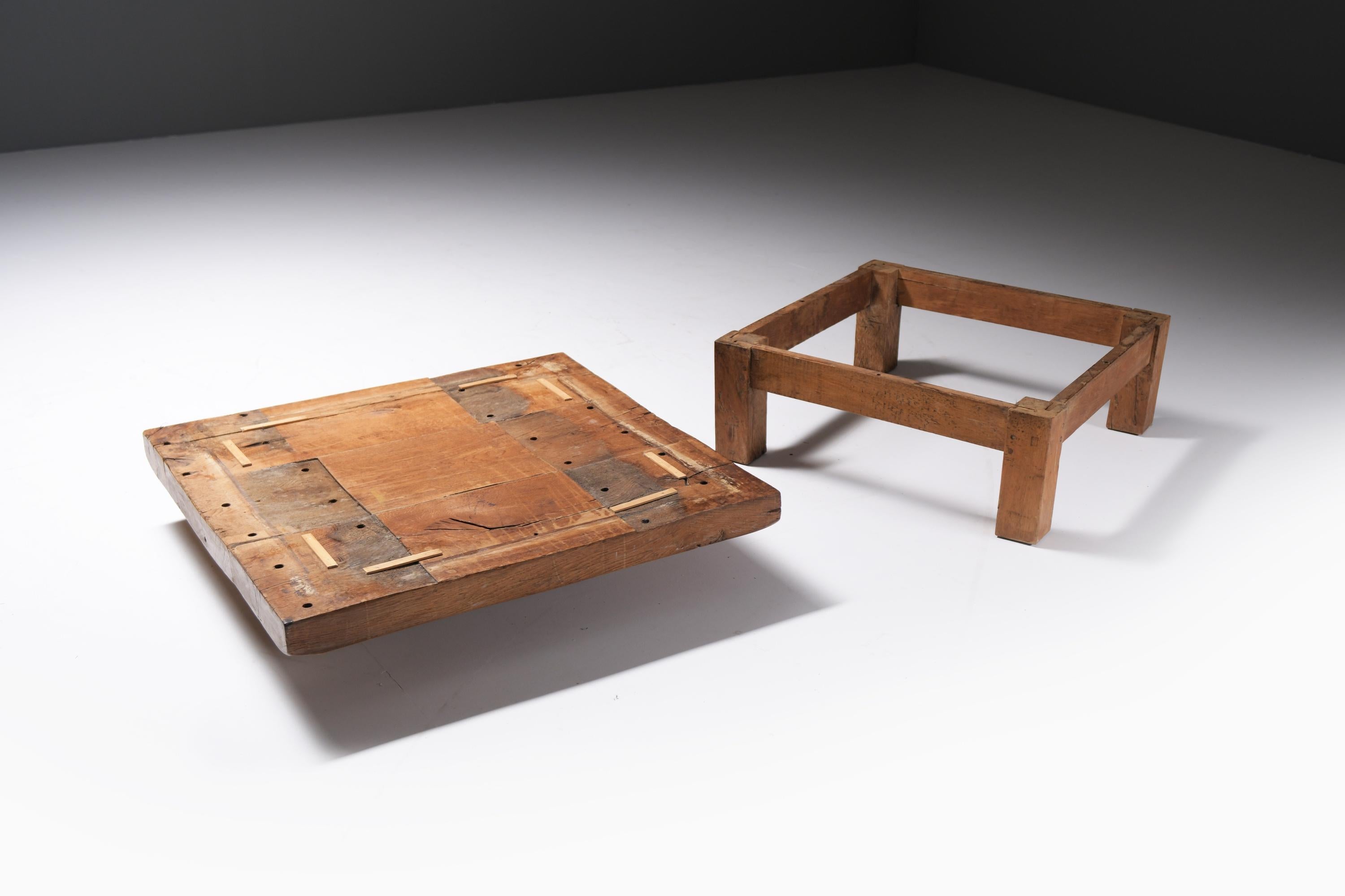 Stunning wooden Coffee table style brutalist / wabi sabi / japandi - France 6