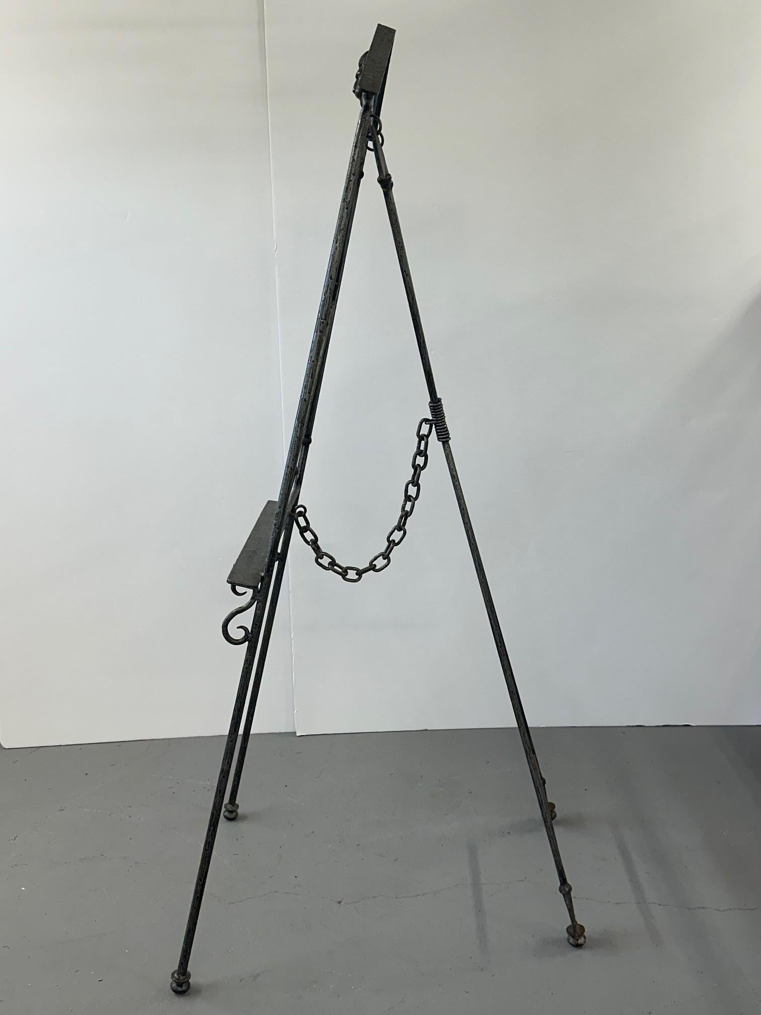 Stunning Wrought Iron & Brass Neoclassical Style Easel For Sale 7