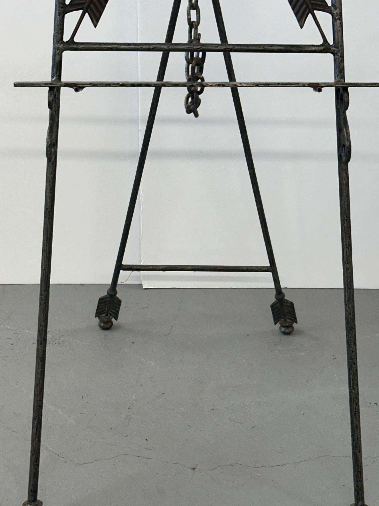 American Stunning Wrought Iron & Brass Neoclassical Style Easel For Sale