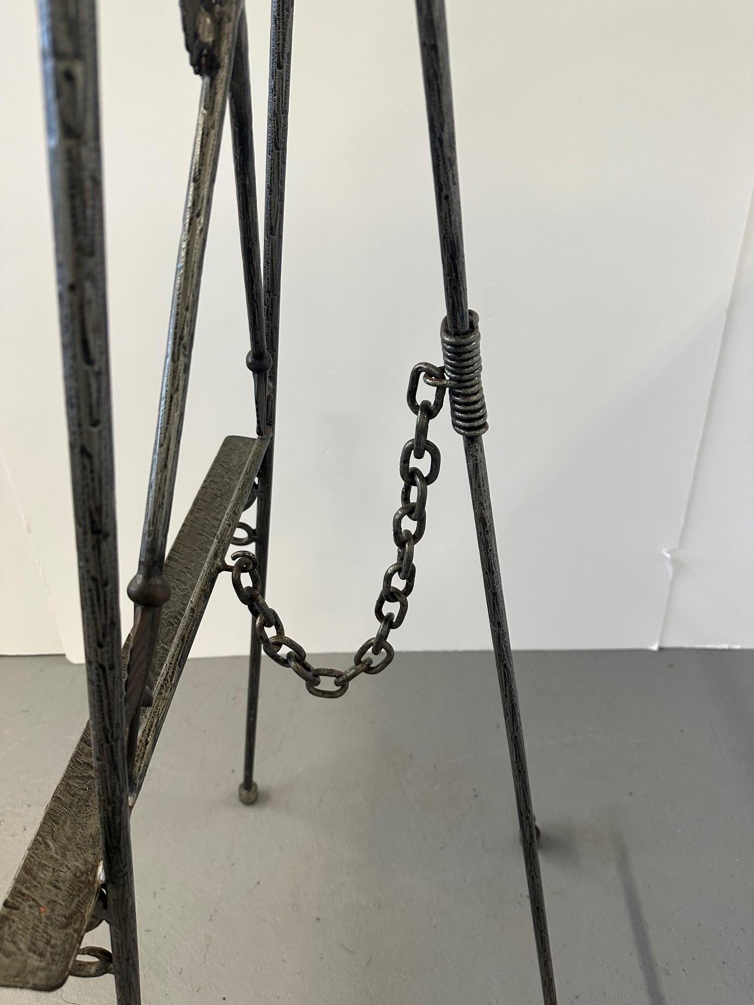 Stunning Wrought Iron & Brass Neoclassical Style Easel In Good Condition For Sale In Hopewell, NJ