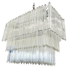 Stunning XL Camer Glass Venini Murano Glass Rectagular Tiered Chandelier