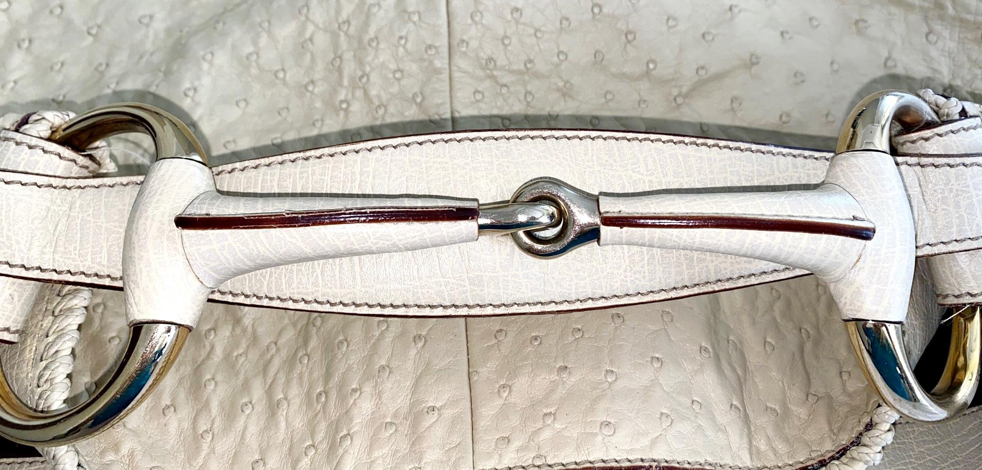 NEW Gucci XL Ostrich Horsebit Detail Hobo Shoulder Bag 4