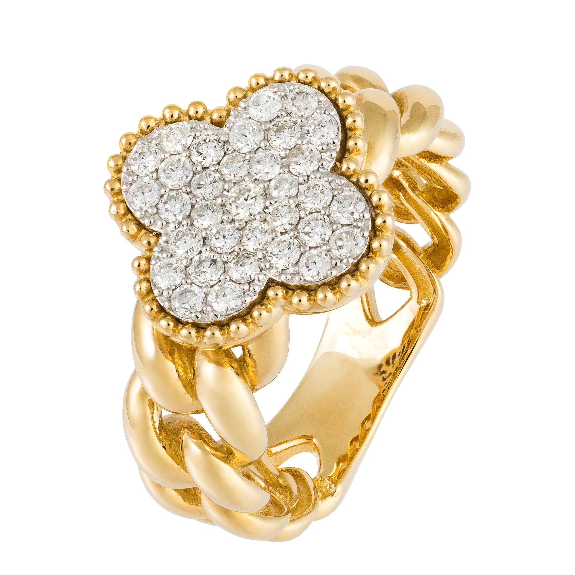 For Sale:  Stunning Yellow 18K Gold White Diamond Ring For Her 2