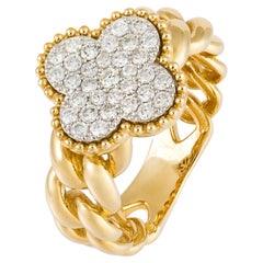 Atemberaubender Ring aus gelbem 18 Karat Gold mit weißen Diamanten für sie