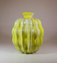 Wunderschöne gelbe Keramikvase - Anna-Lisa Thomson - Upsala Ekeby - 1940er Jahre