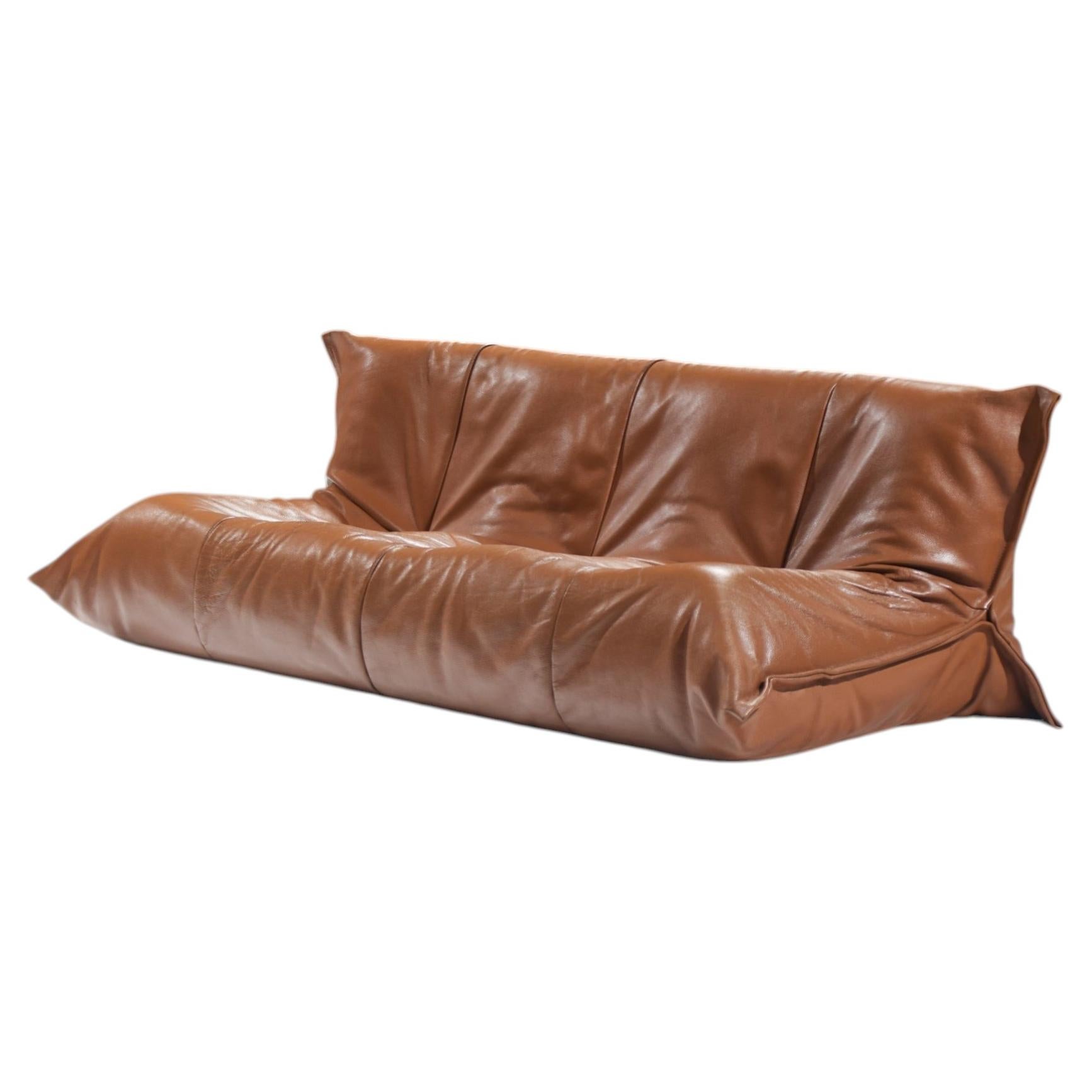 Stunning YOKO Sofa in original cognac leather by Michel Ducaroy for Ligne Roset
