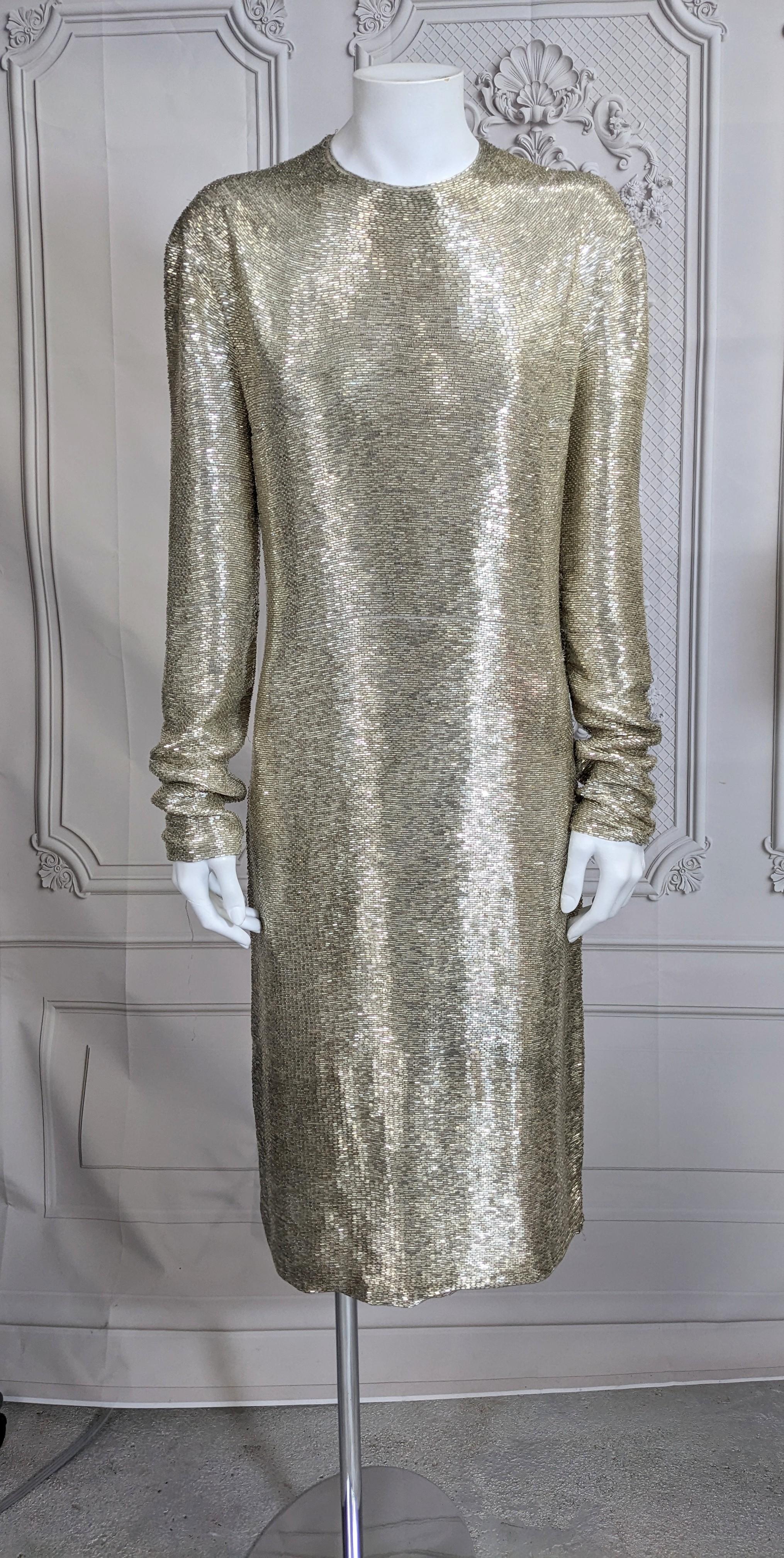 Stunning Yves Saint Laurent by Alber Elbaz Bugle Beaded Sheath, F/W 2000 For Sale 8