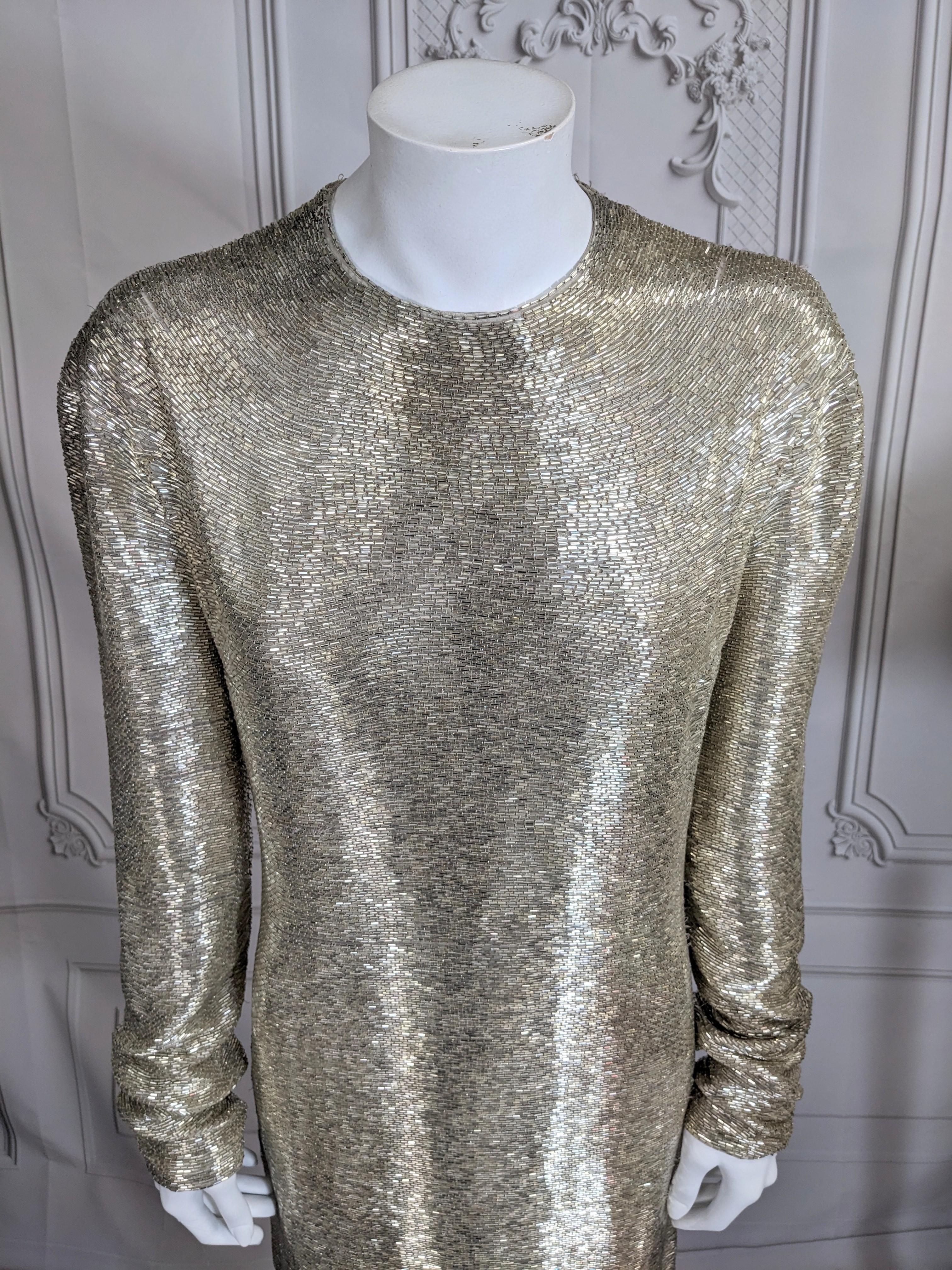 Stunning Yves Saint Laurent by Alber Elbaz Bugle Beaded Sheath, F/W 2000 For Sale 9