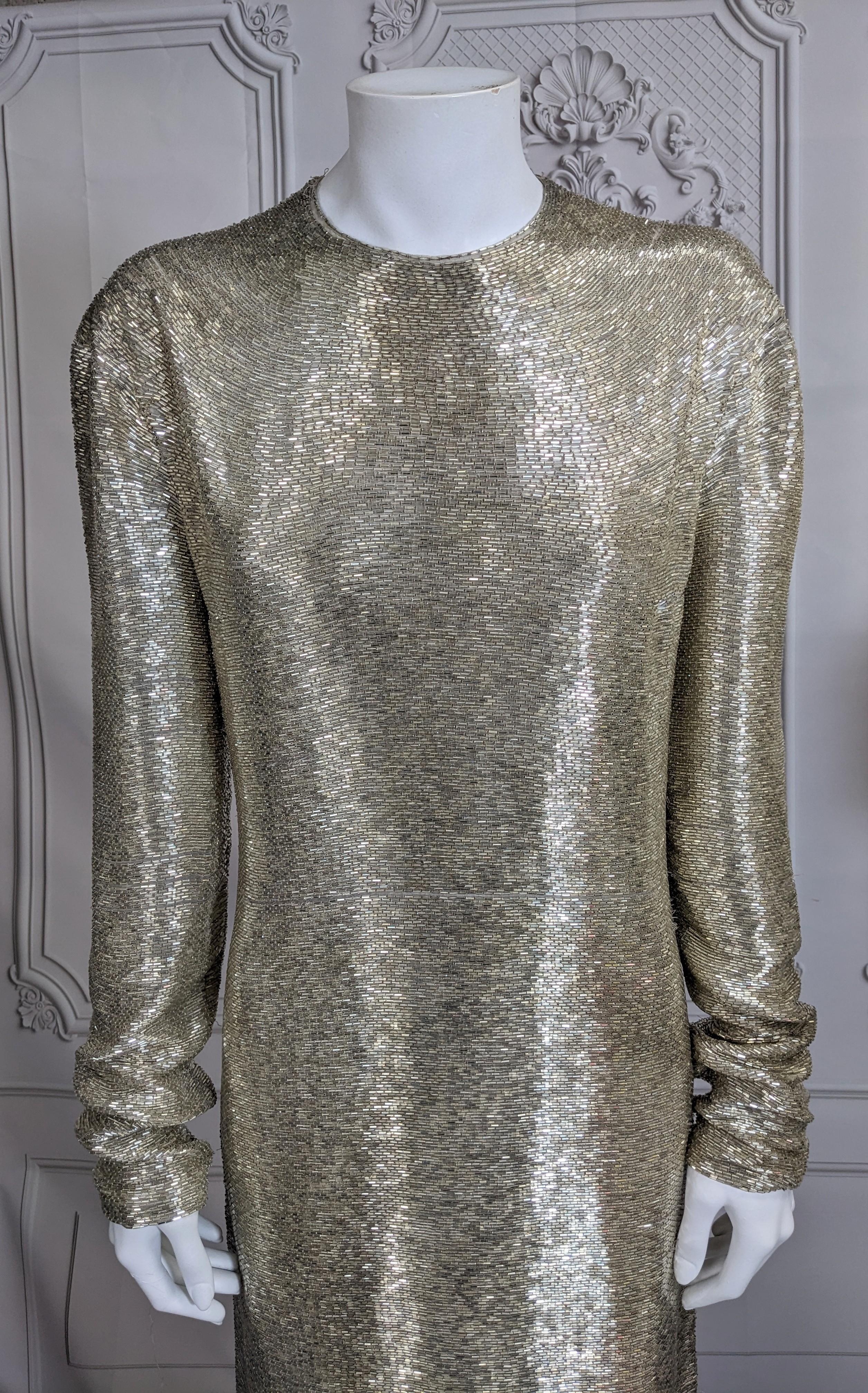 Stunning Yves Saint Laurent by Alber Elbaz Bugle Beaded Sheath, F/W 2000 For Sale 10