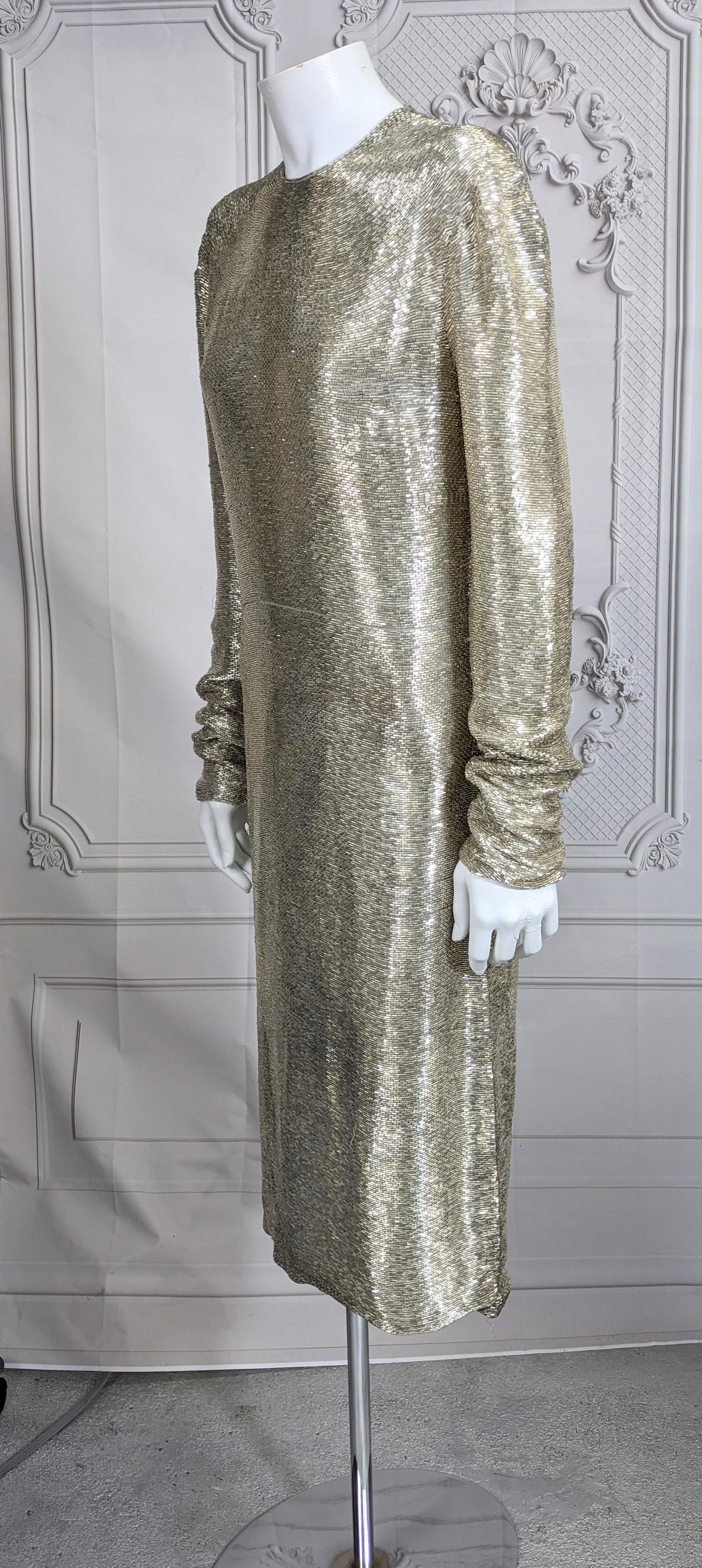 Women's Stunning Yves Saint Laurent by Alber Elbaz Bugle Beaded Sheath, F/W 2000 For Sale