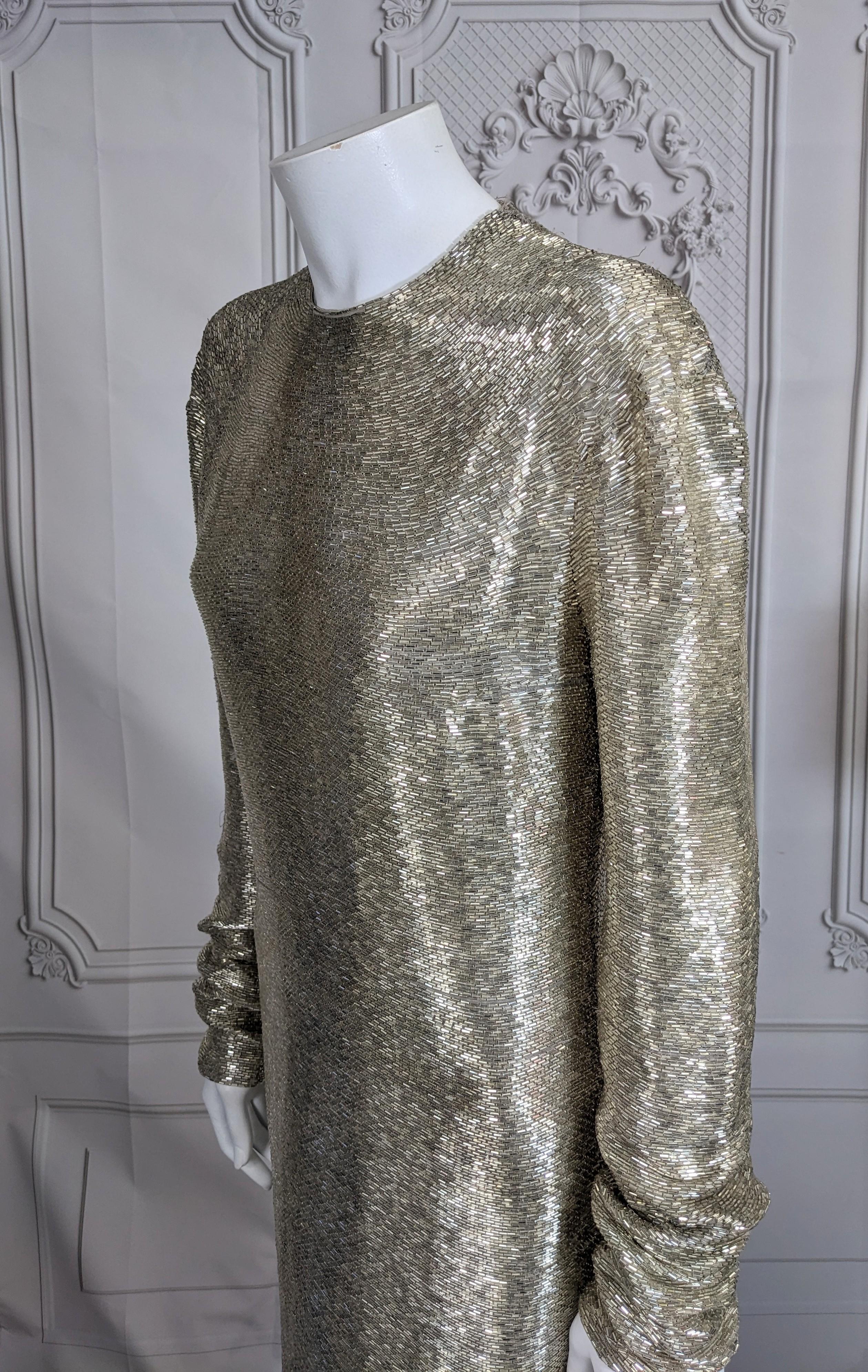 Stunning Yves Saint Laurent by Alber Elbaz Bugle Beaded Sheath, F/W 2000 For Sale 1