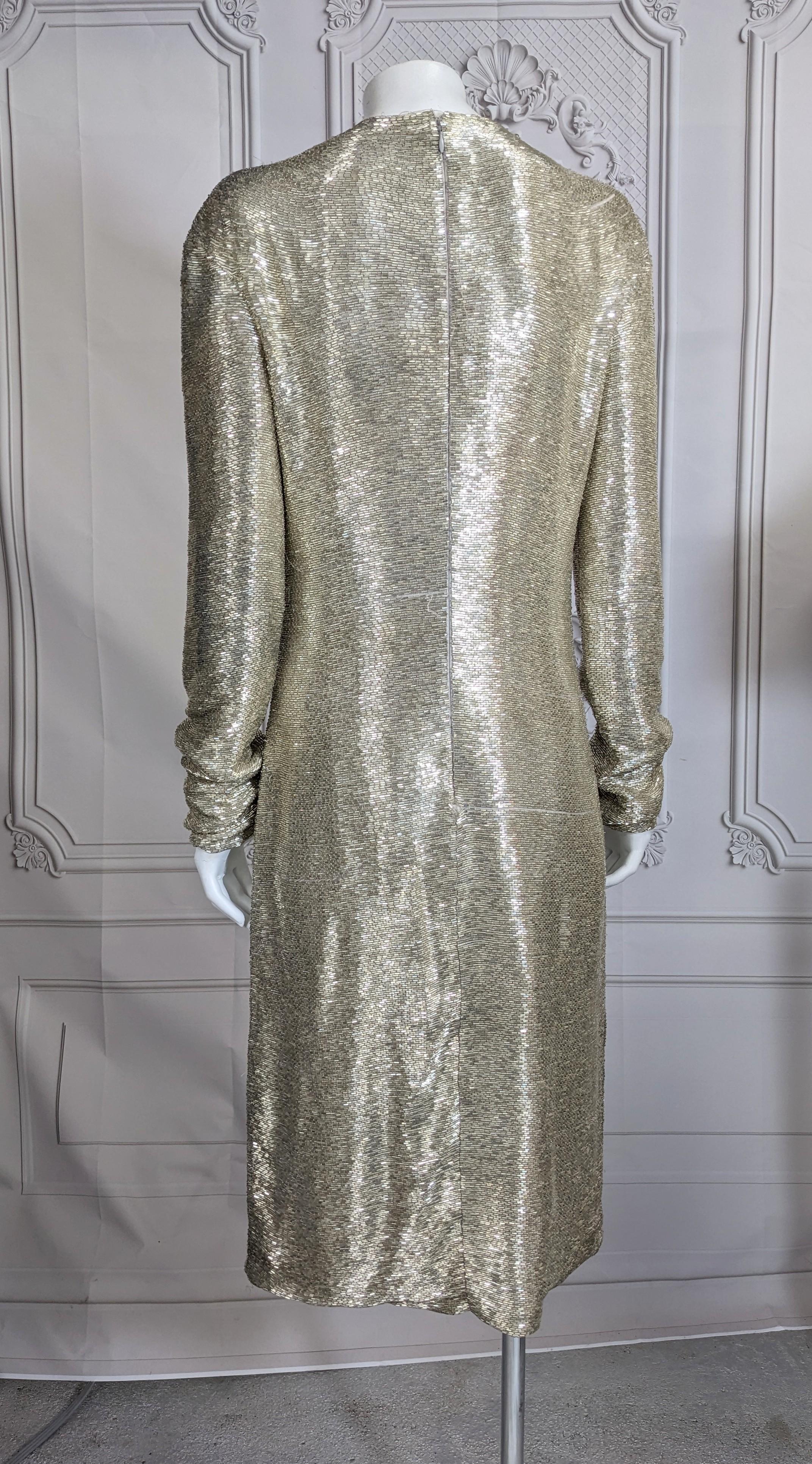 Stunning Yves Saint Laurent by Alber Elbaz Bugle Beaded Sheath, F/W 2000 For Sale 4