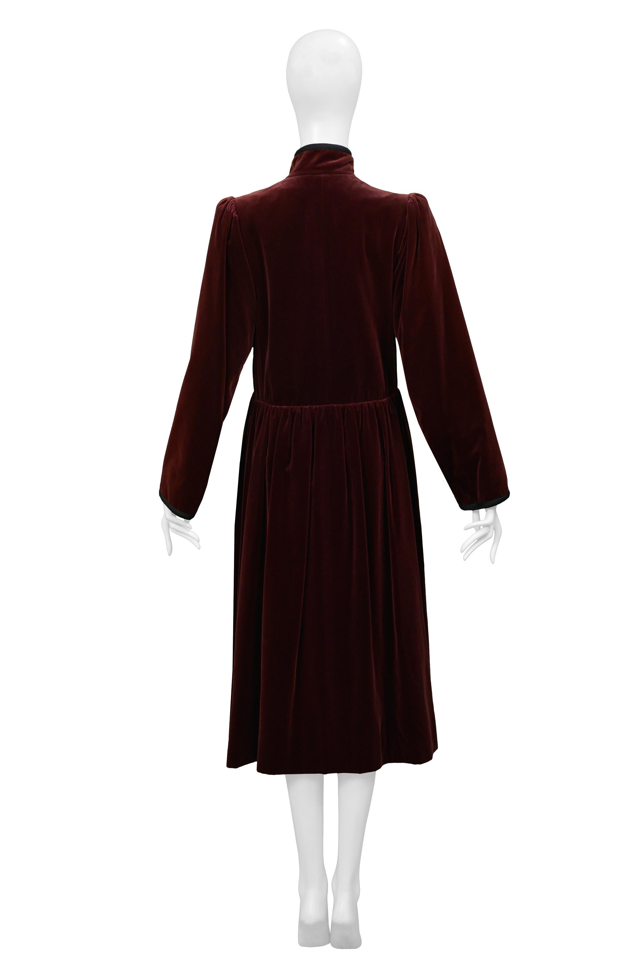 Stunning Yves Saint Laurent YSL Burgundy Velvet Coat 1970s For Sale 1