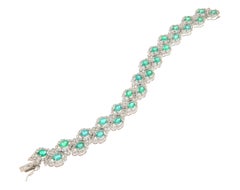Whiting Zambian Emerald and Diamond Gala Link Bracelet en or blanc 18k