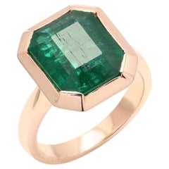 Stunning Zambian Emerald Solitaire Ring Made in 14k Rose Gold