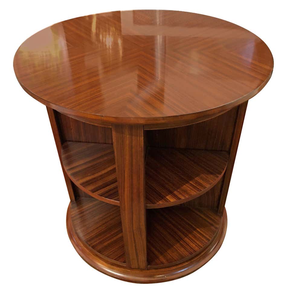 Stunning Zebrawood Rotating Library Table at 1stDibs