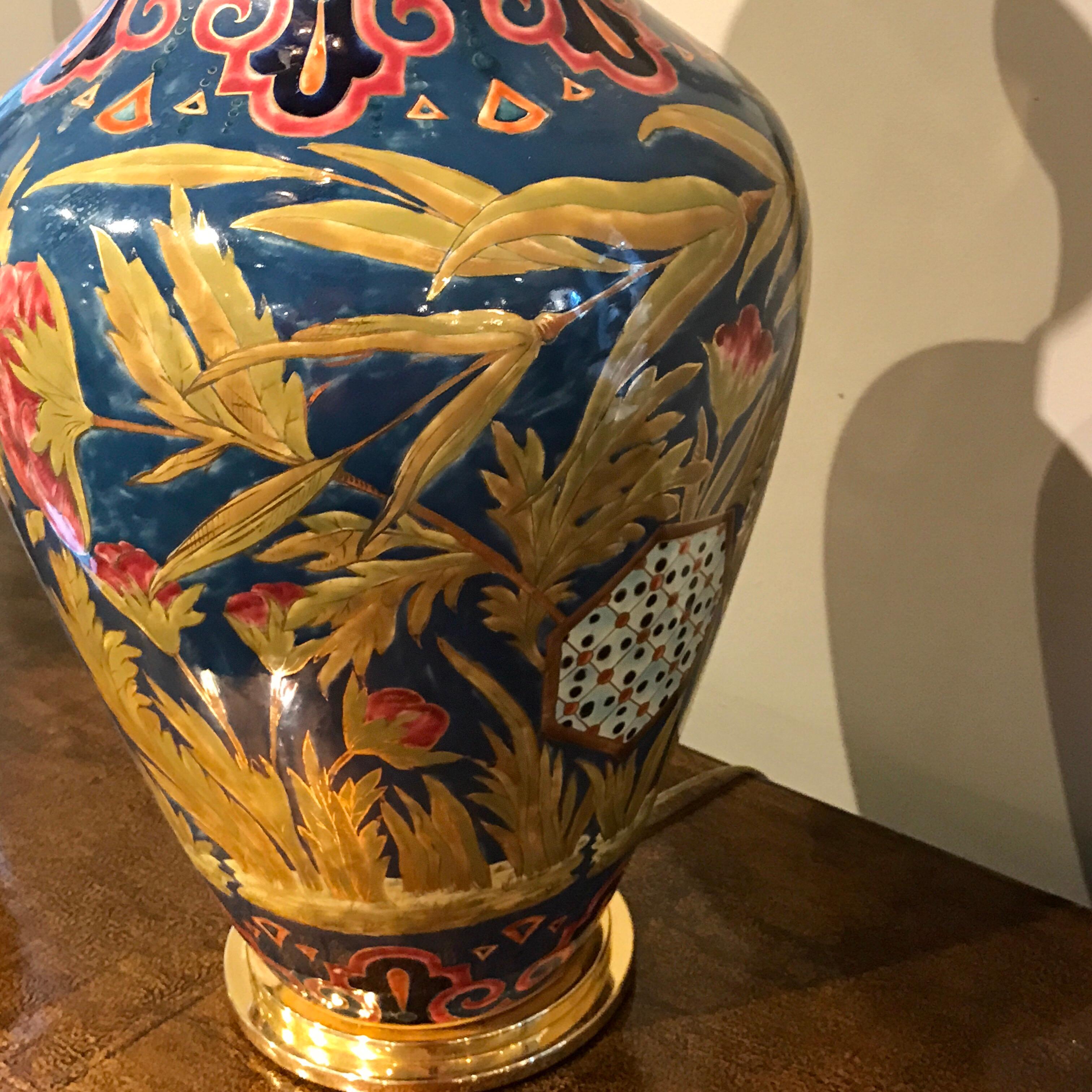 Stunning Zsolnay Porcelain Floral Vase, Now as a Lamp For Sale 2