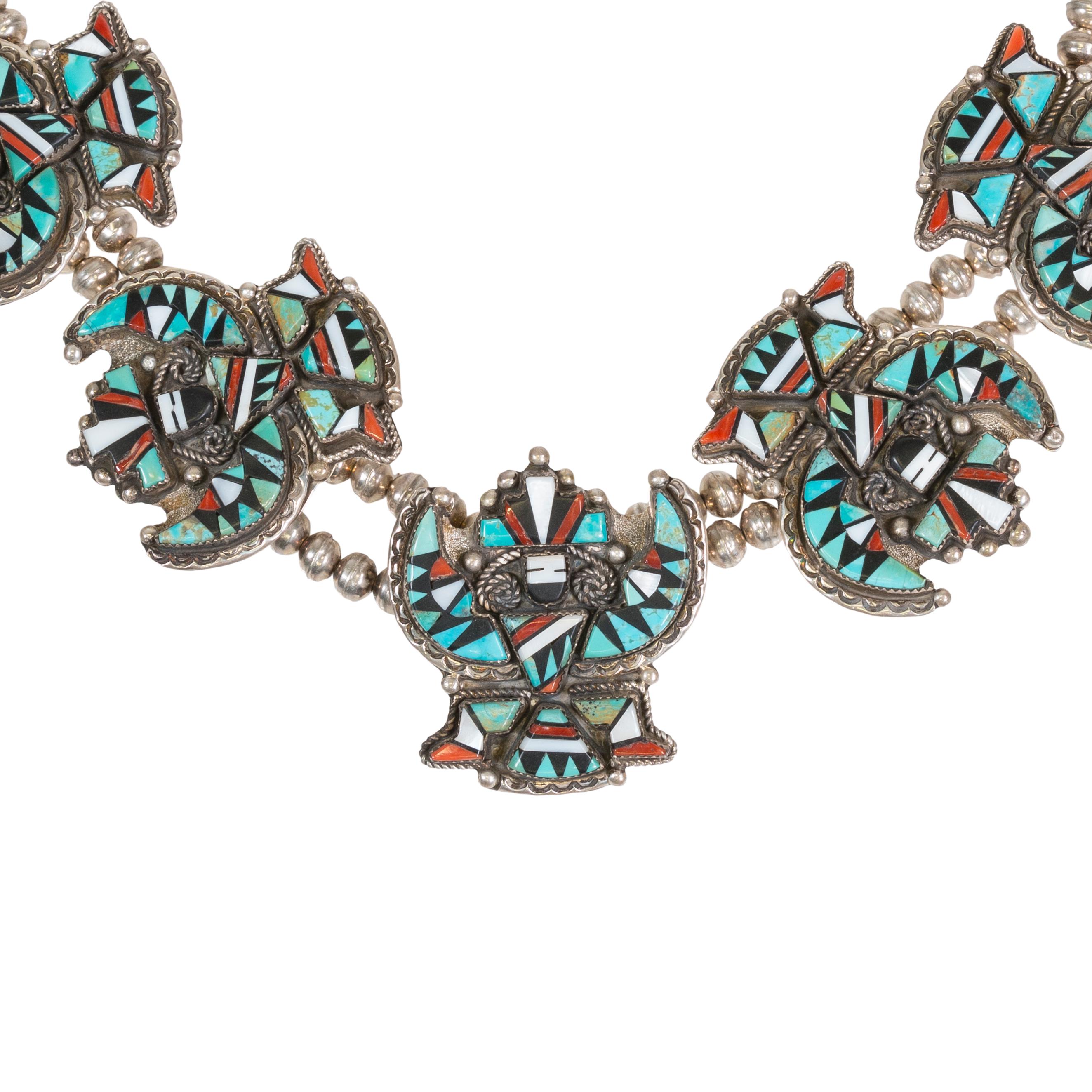 Women's or Men's Stunning Zuni Inlaid Turquoise Concho Belt, Earrings and Necklace Set