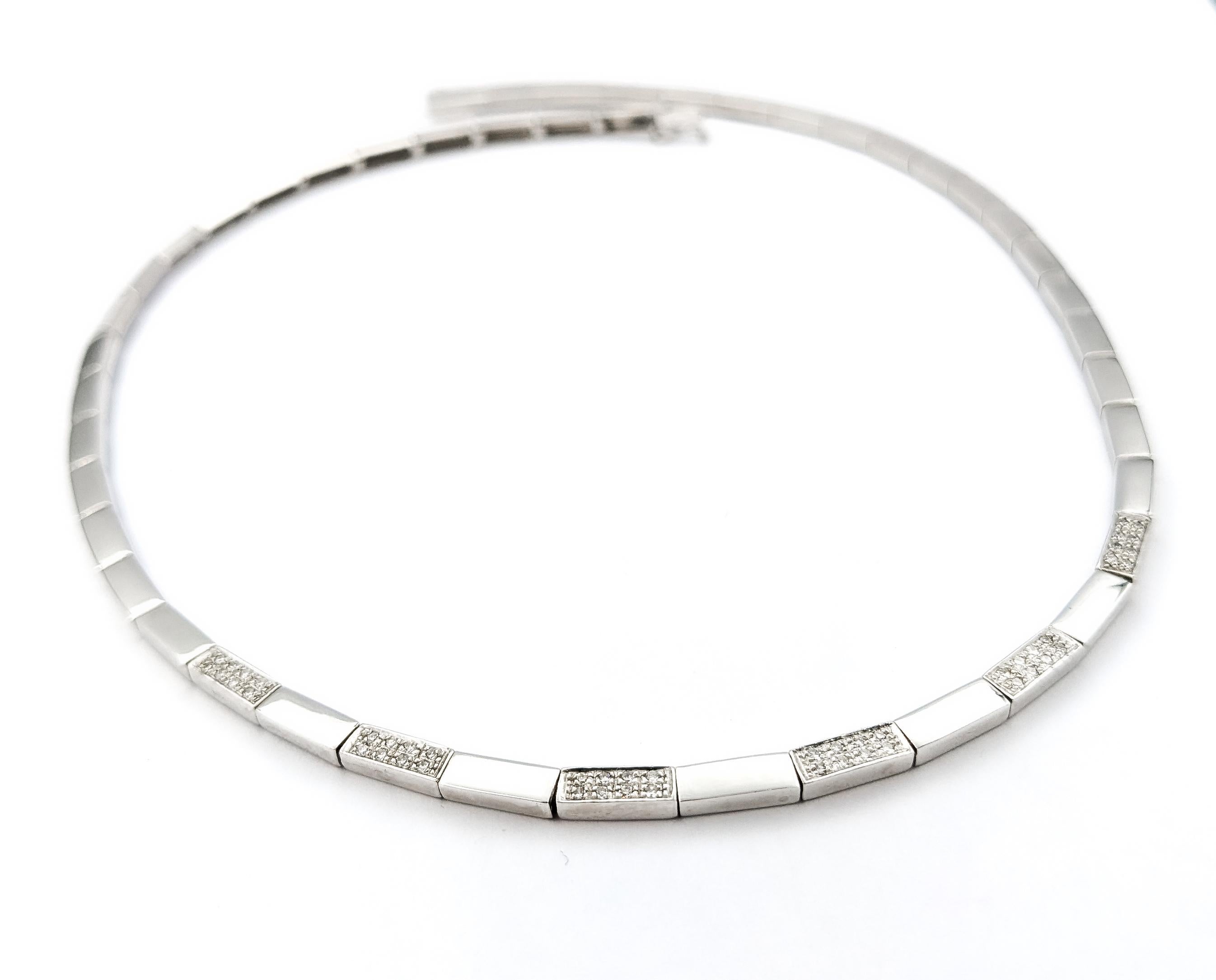 Stunning.50ctw Diamond Bar Link Design Necklace In White Gold In Excellent Condition For Sale In Bloomington, MN