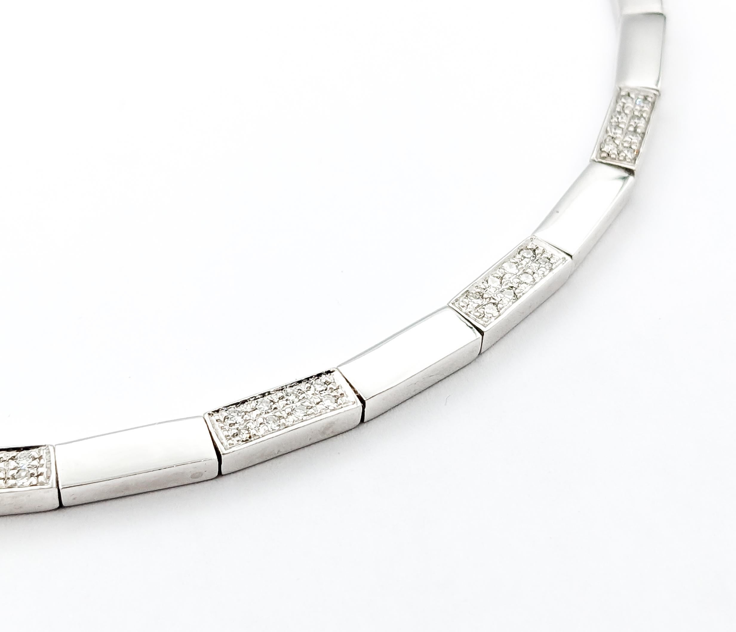 Women's Stunning.50ctw Diamond Bar Link Design Necklace In White Gold For Sale