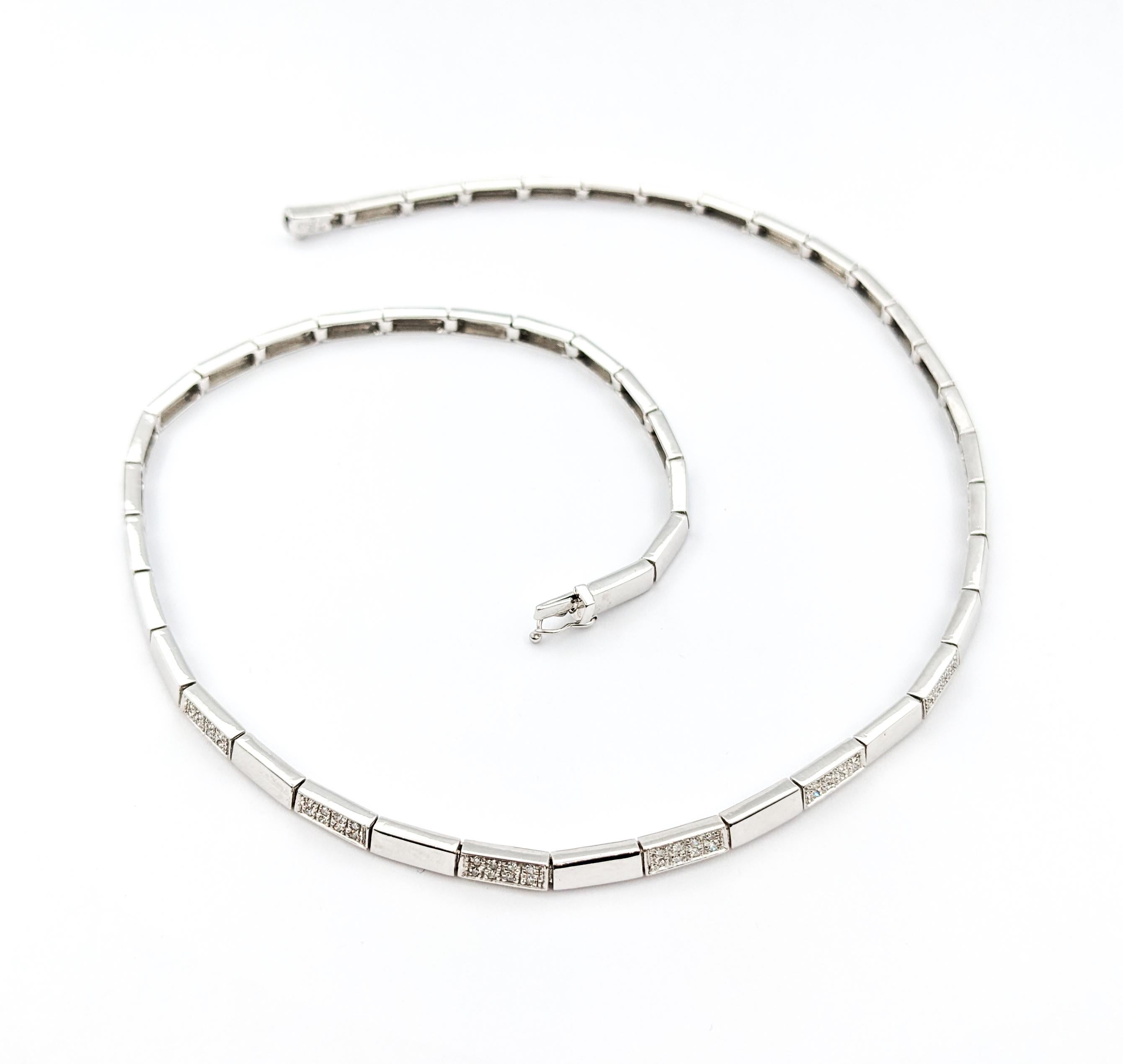Stunning.50ctw Diamond Bar Link Design Necklace In White Gold For Sale 3