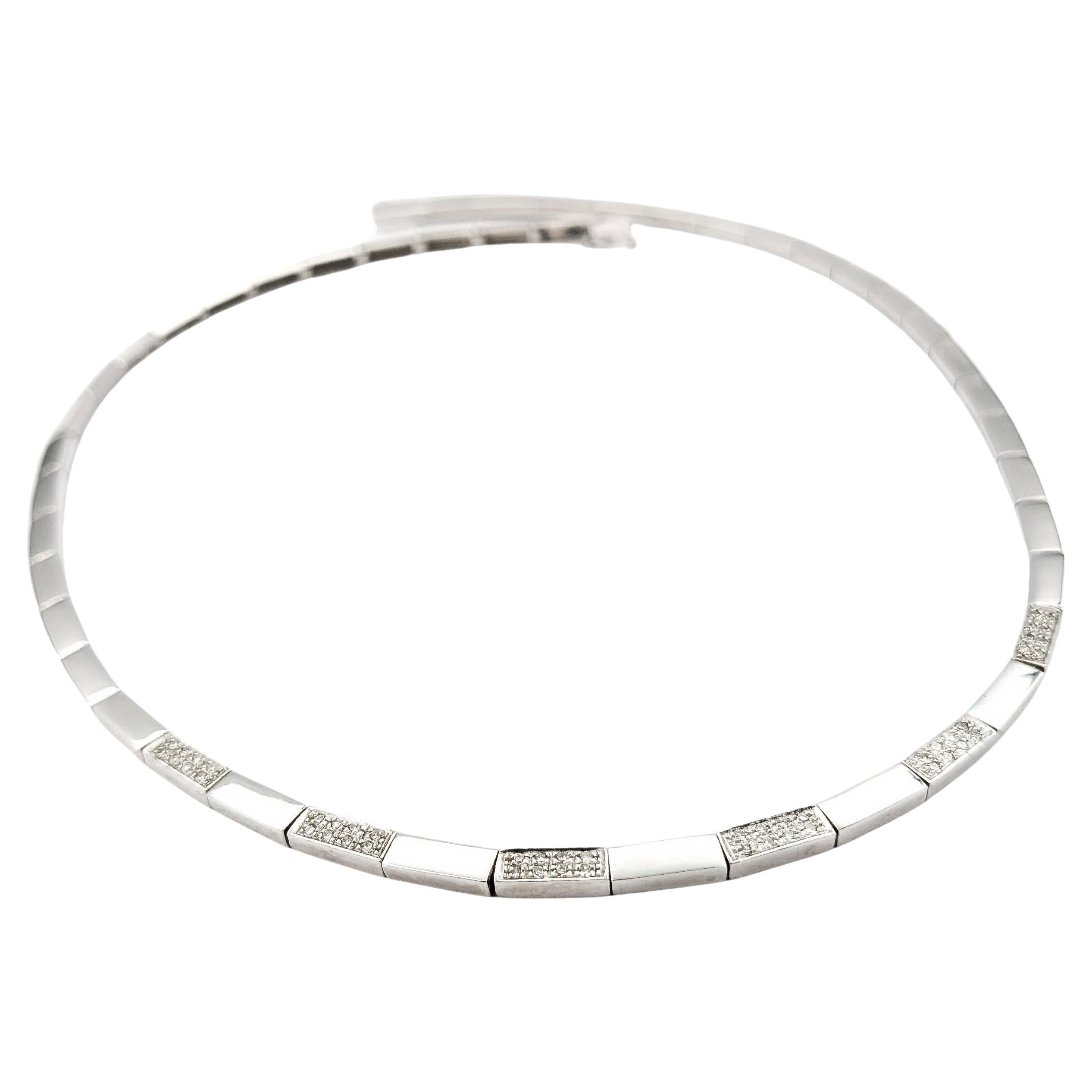 Stunning.50ctw Diamond Bar Link Design Necklace In White Gold