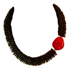 Stunningand red lacquer necklace a la Japonais