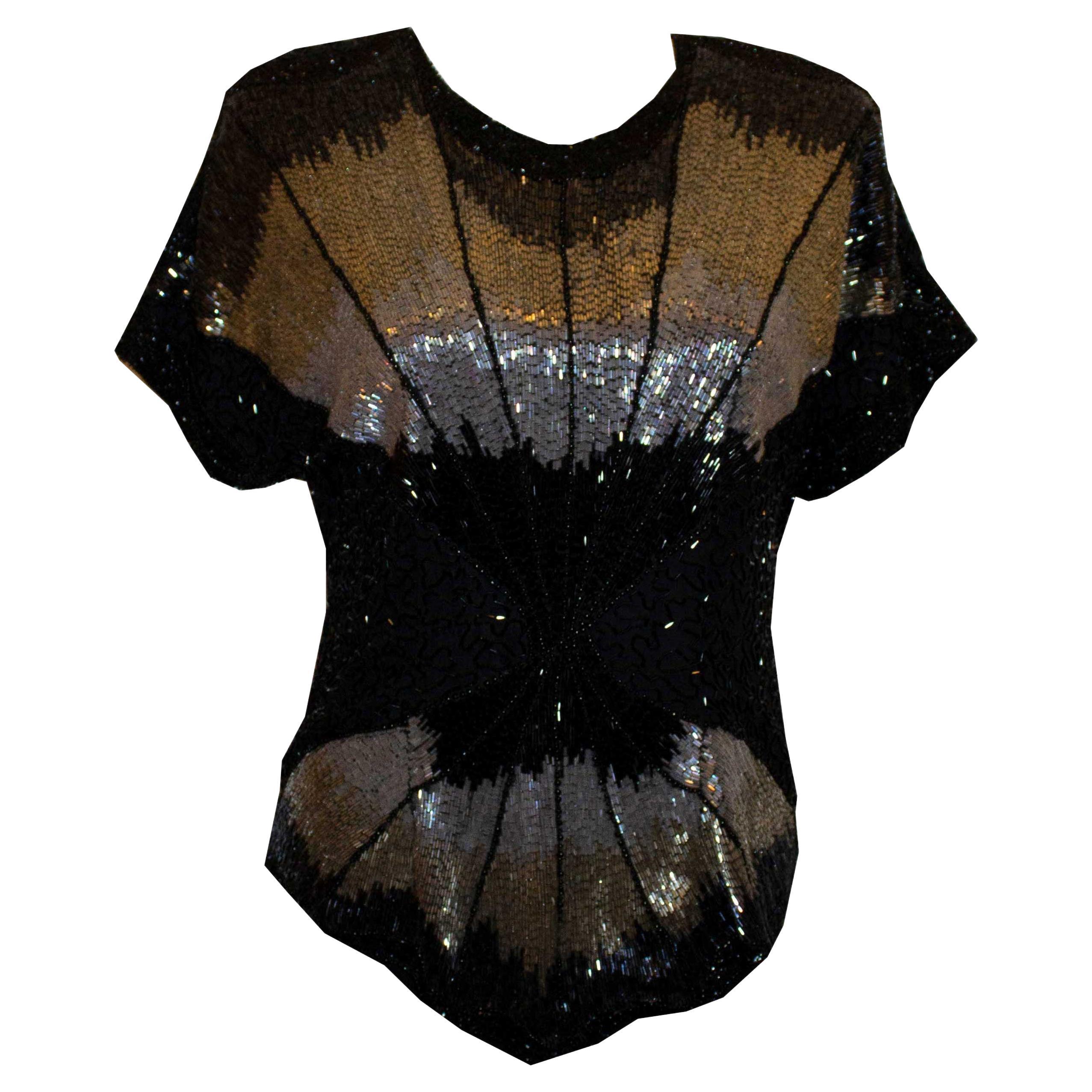 StunningDeco Style Vintage Beaded Top For Sale