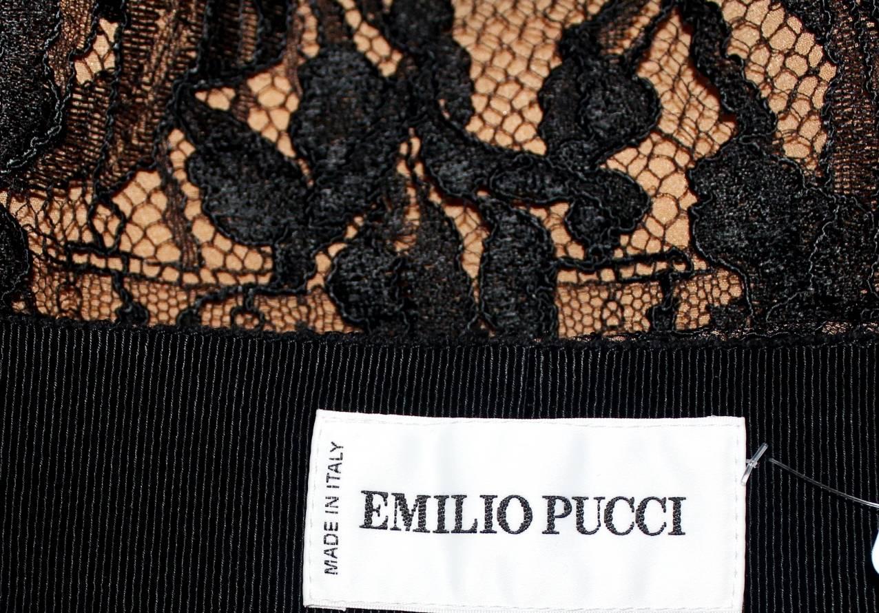 NEW Emilio Pucci Schwarz & Nudefarbene Seiden Shorts Hot Pants mit Spitze 40 Damen im Angebot
