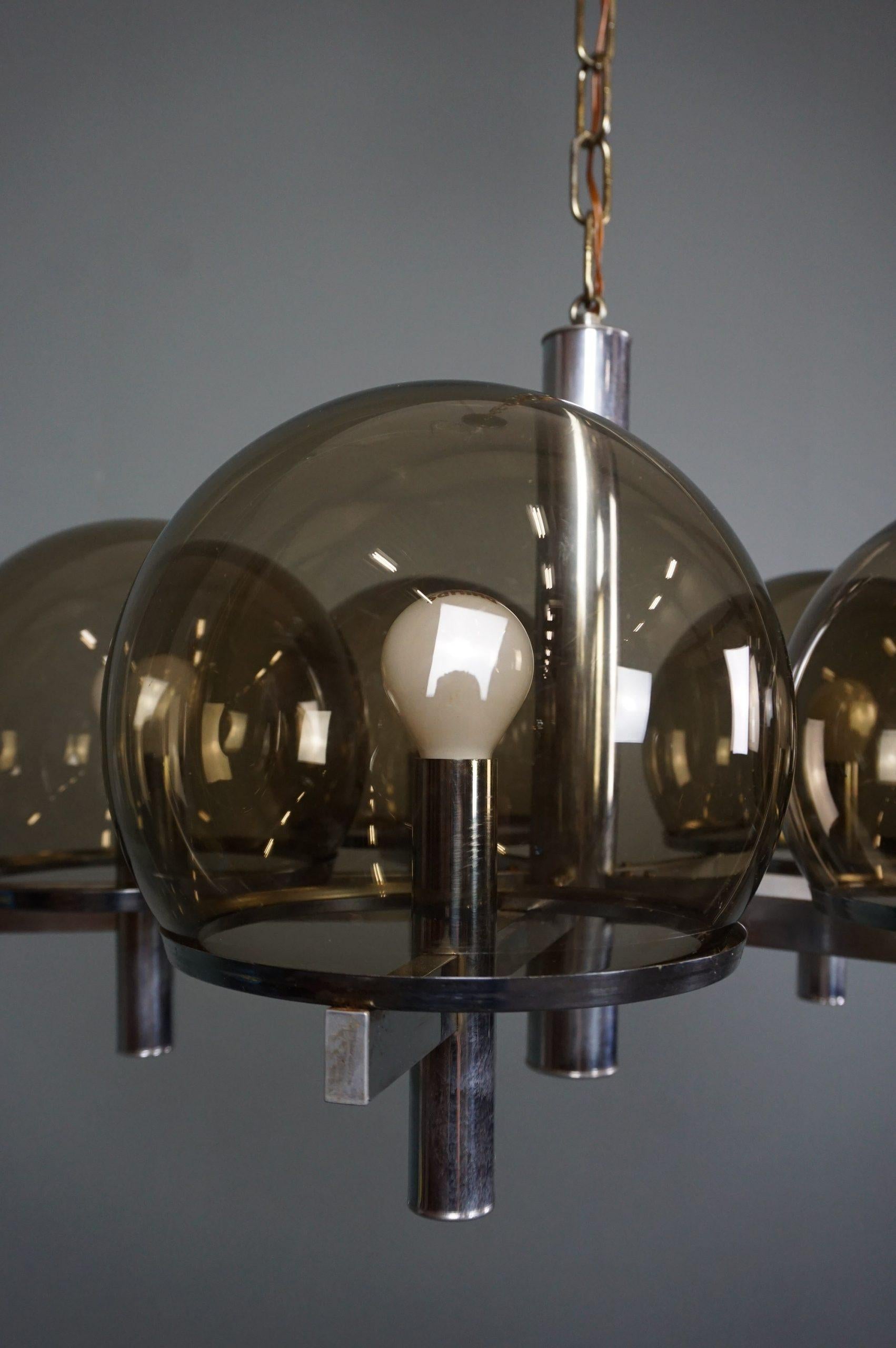 Stunningly beautiful chrome design chandelier 'Club' Gaetano Sciolari For Sale 1