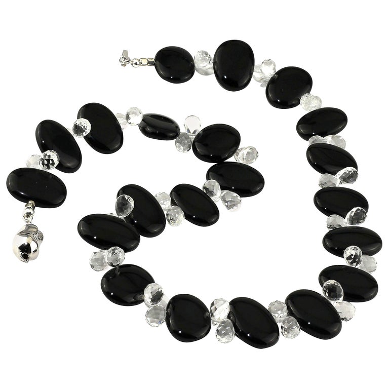 Stunningly Elegant Black Onyx And Quartz Crystal Necklace For Sale At 1stdibs