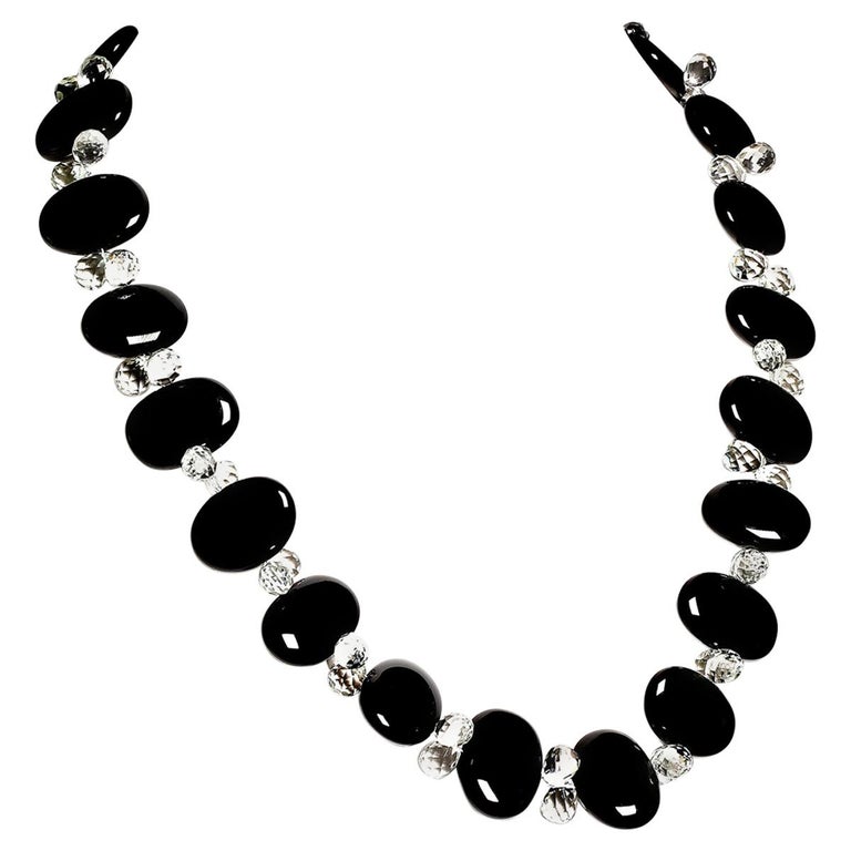 Stunningly Elegant Black Onyx And Quartz Crystal Necklace For Sale At 1stdibs