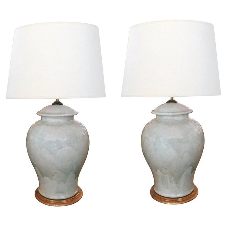 Stunningly Large Pair Of 1960s Celadon Le Glaze Ginger Jar Lamps At 1stdibs Stunningly Large Pair Of 1960s Celadon, Ginger Jar Lamps White