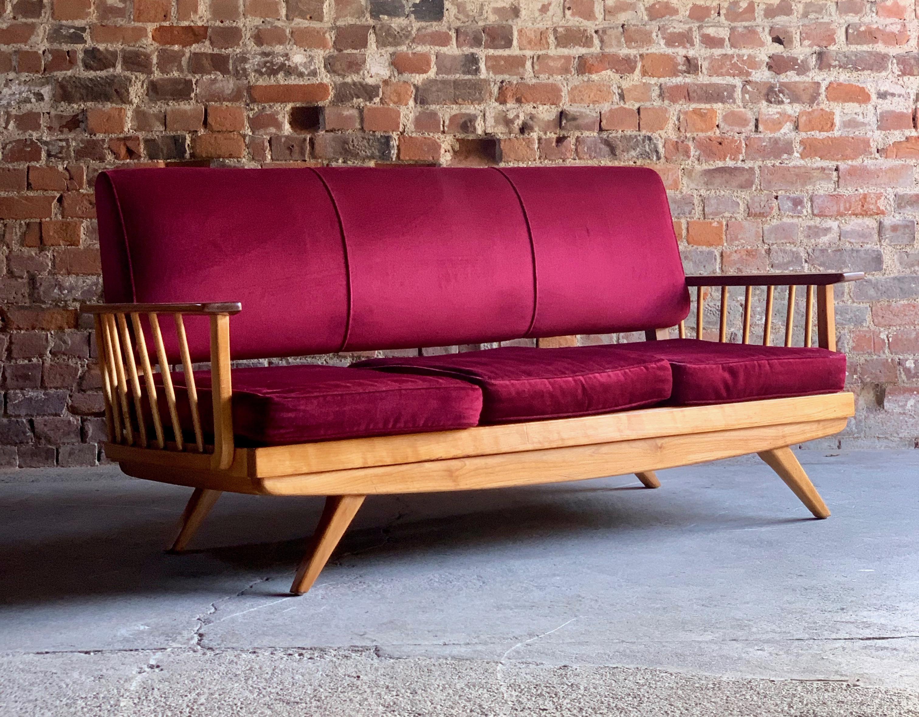 Stunningmid Century Modern Sofa & Armchair Suite Elm Three Piece, circa 1960s 5