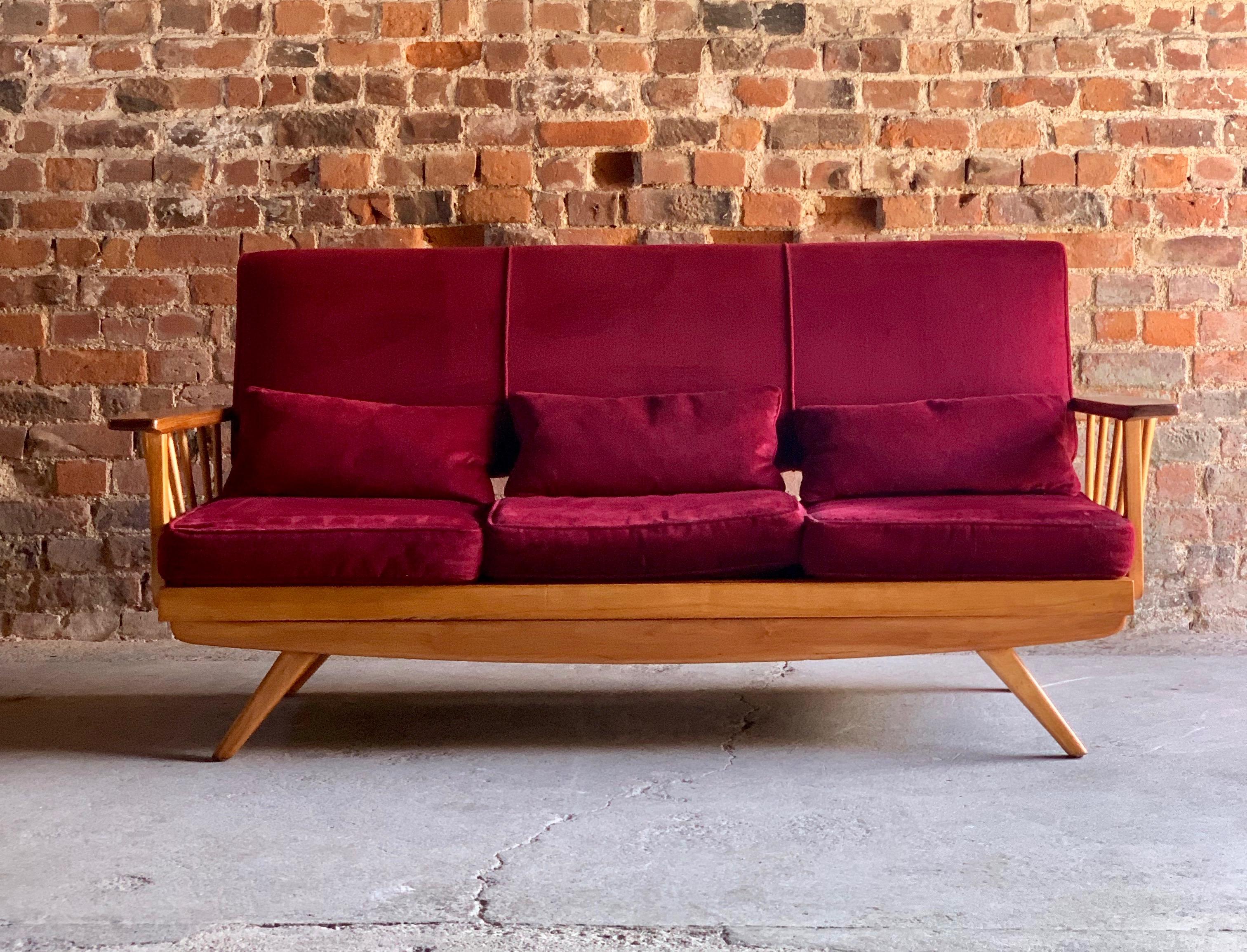 Stunningmid Century Modern Sofa & Armchair Suite Elm Three Piece, circa 1960s 10