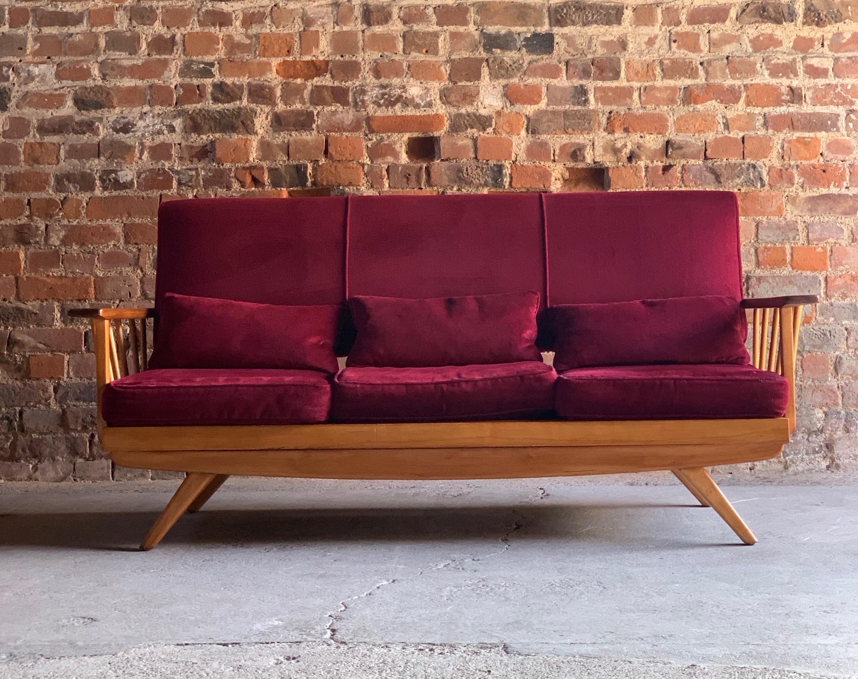 Stunningmid Century Modern Sofa & Armchair Suite Elm Three Piece, circa 1960s 11