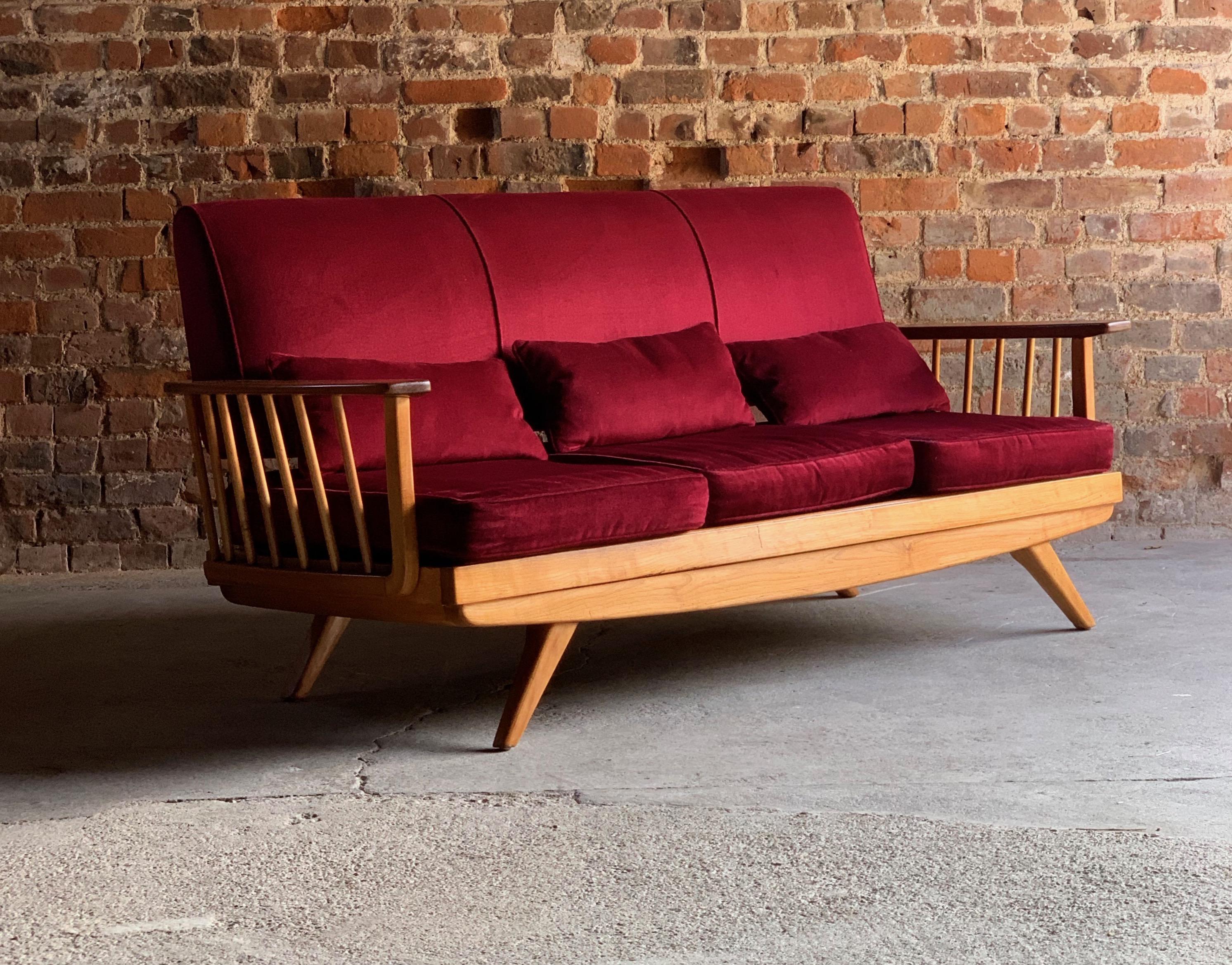 Stunningmid Century Modern Sofa & Armchair Suite Elm Three Piece, circa 1960s 12