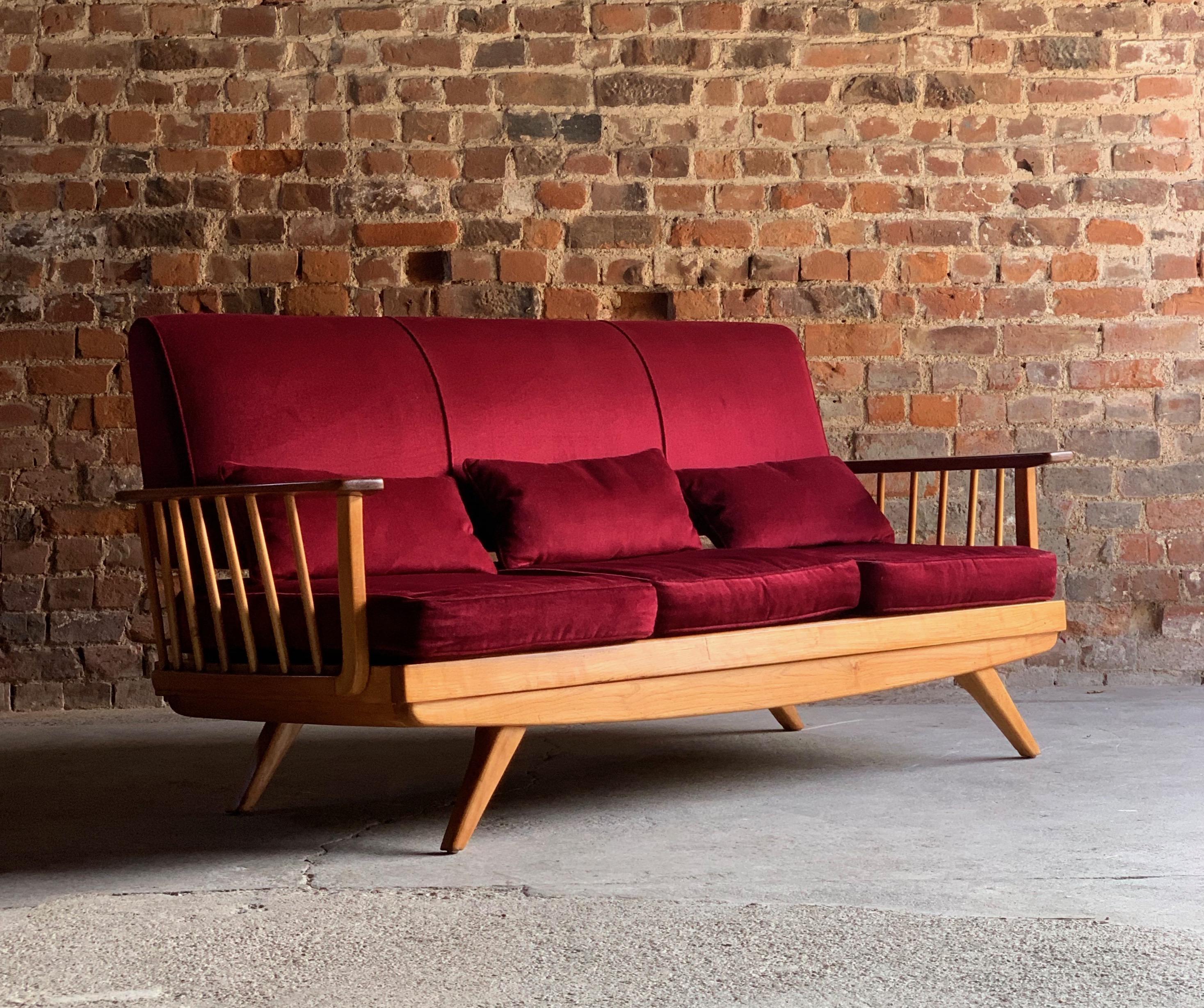 Stunningmid Century Modern Sofa & Armchair Suite Elm Three Piece, circa 1960s 13